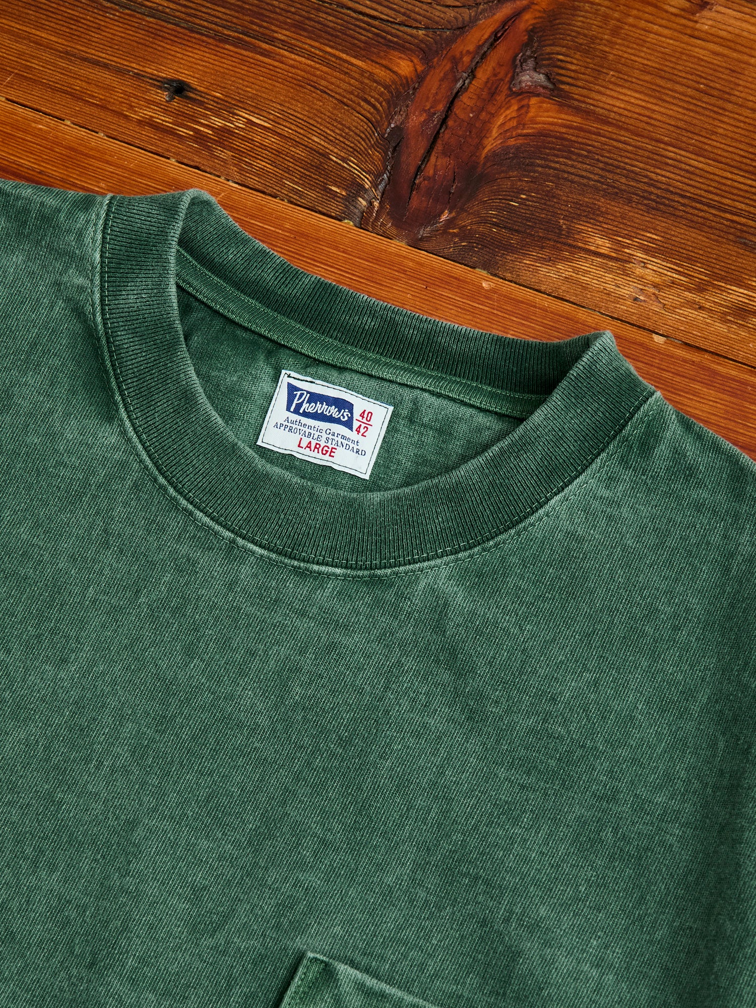 Heavyweight Pigment Dye Pocket T-Shirt in Faded Green - Image 3