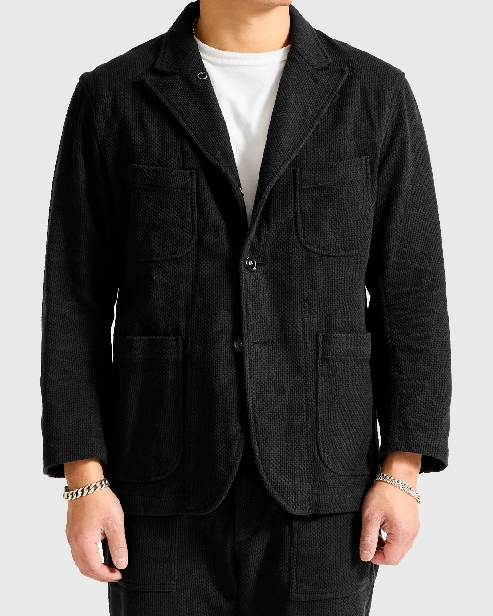 "No-Gi" Bedford Jacket in Black Heavyweight Sashiko - Image 2