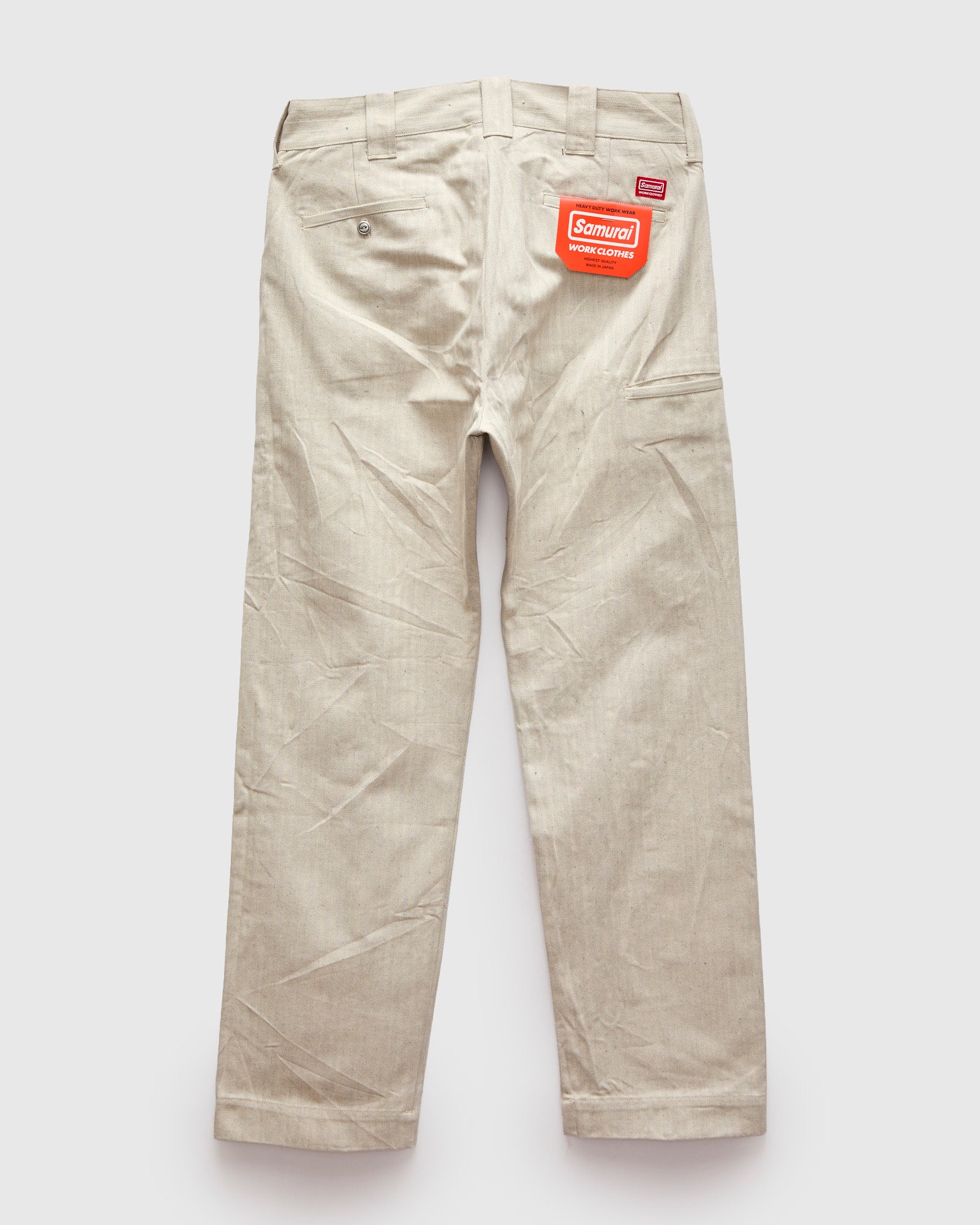 Herringbone Nep Work Pants in Oatmeal - Image 2