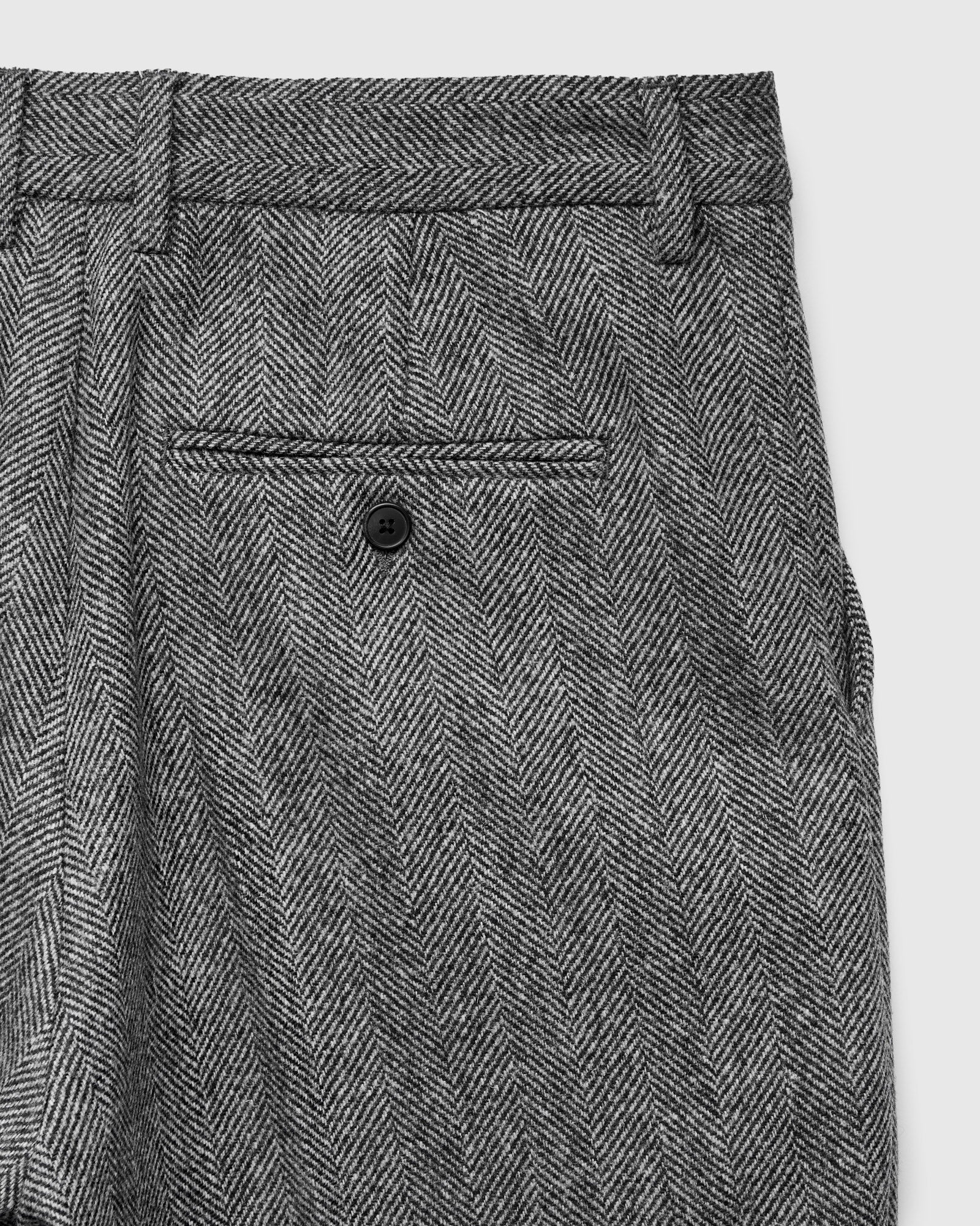 Herringbone Single Pleat Trousers in Grey - Image 3
