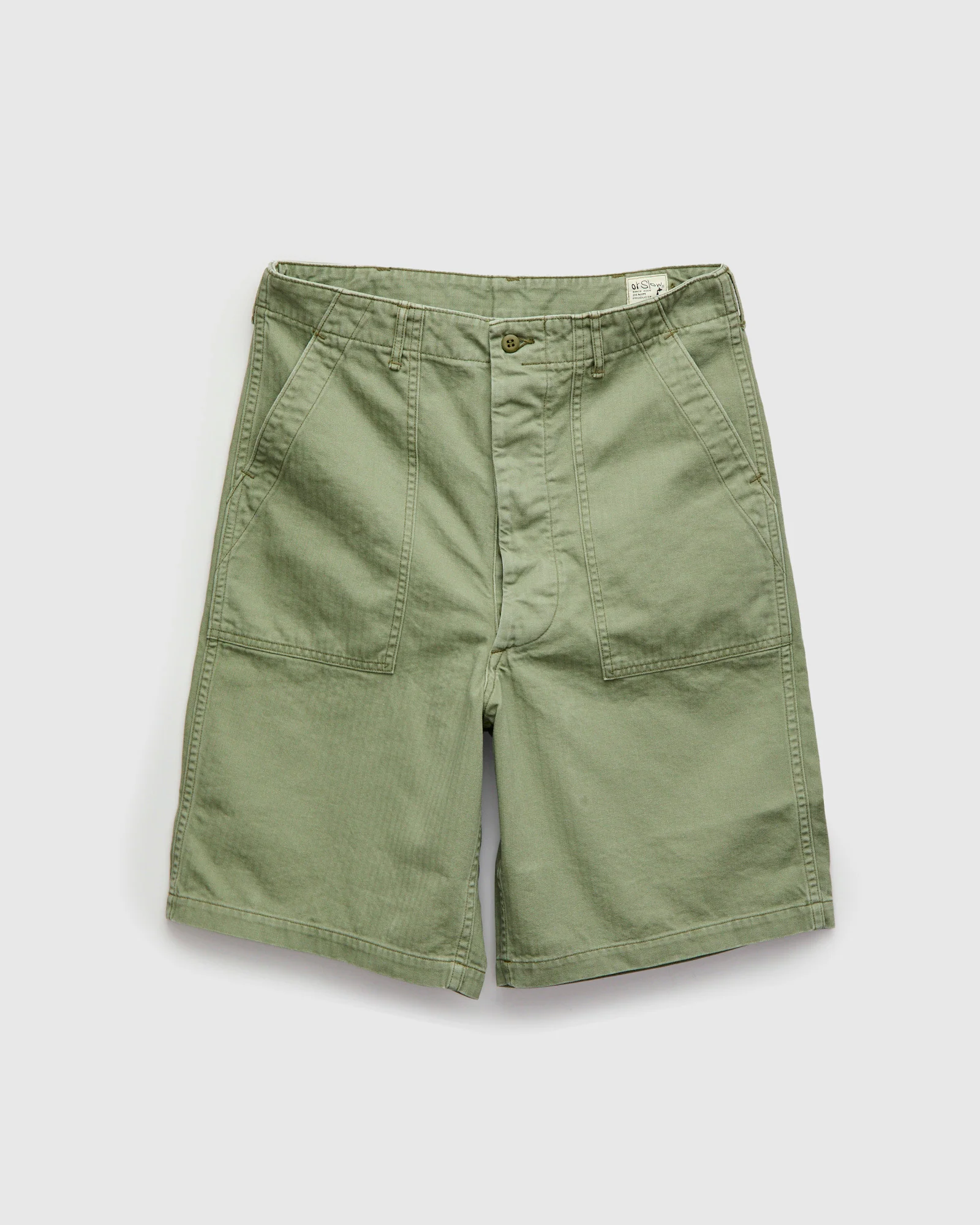 Herringbone Summer Fatigue Shorts in Green