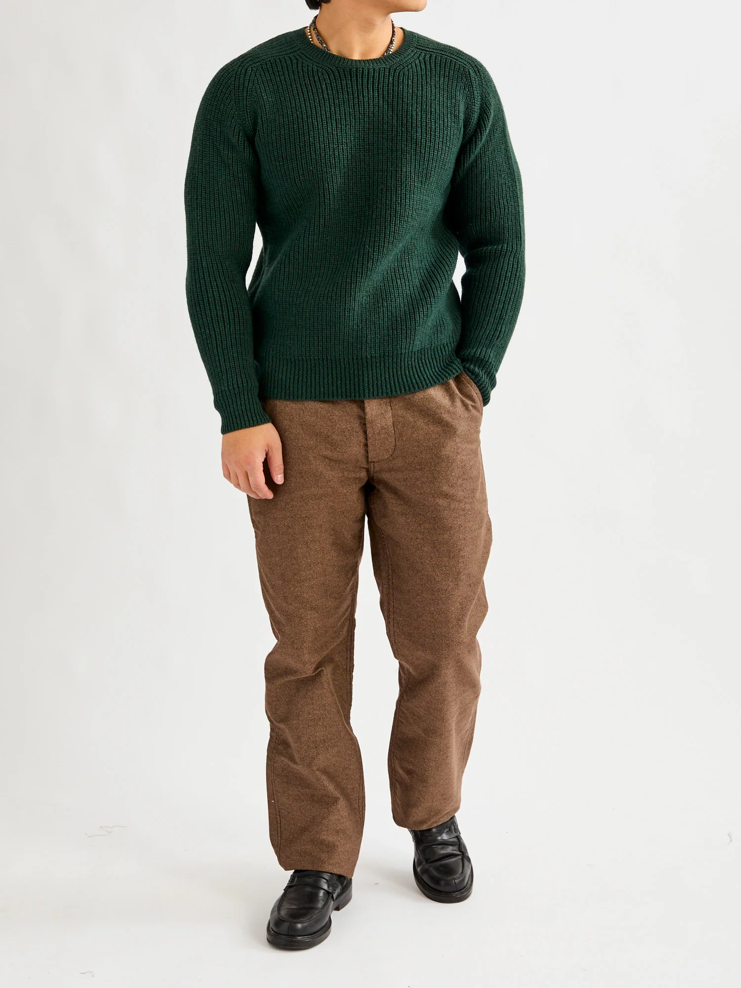 Highland Shakerknit Sweater in Evergreen - Image 7