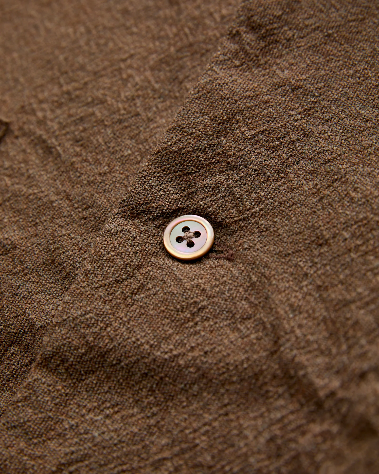 Highland Wool Open Collar Shirt in Brown - Image 5