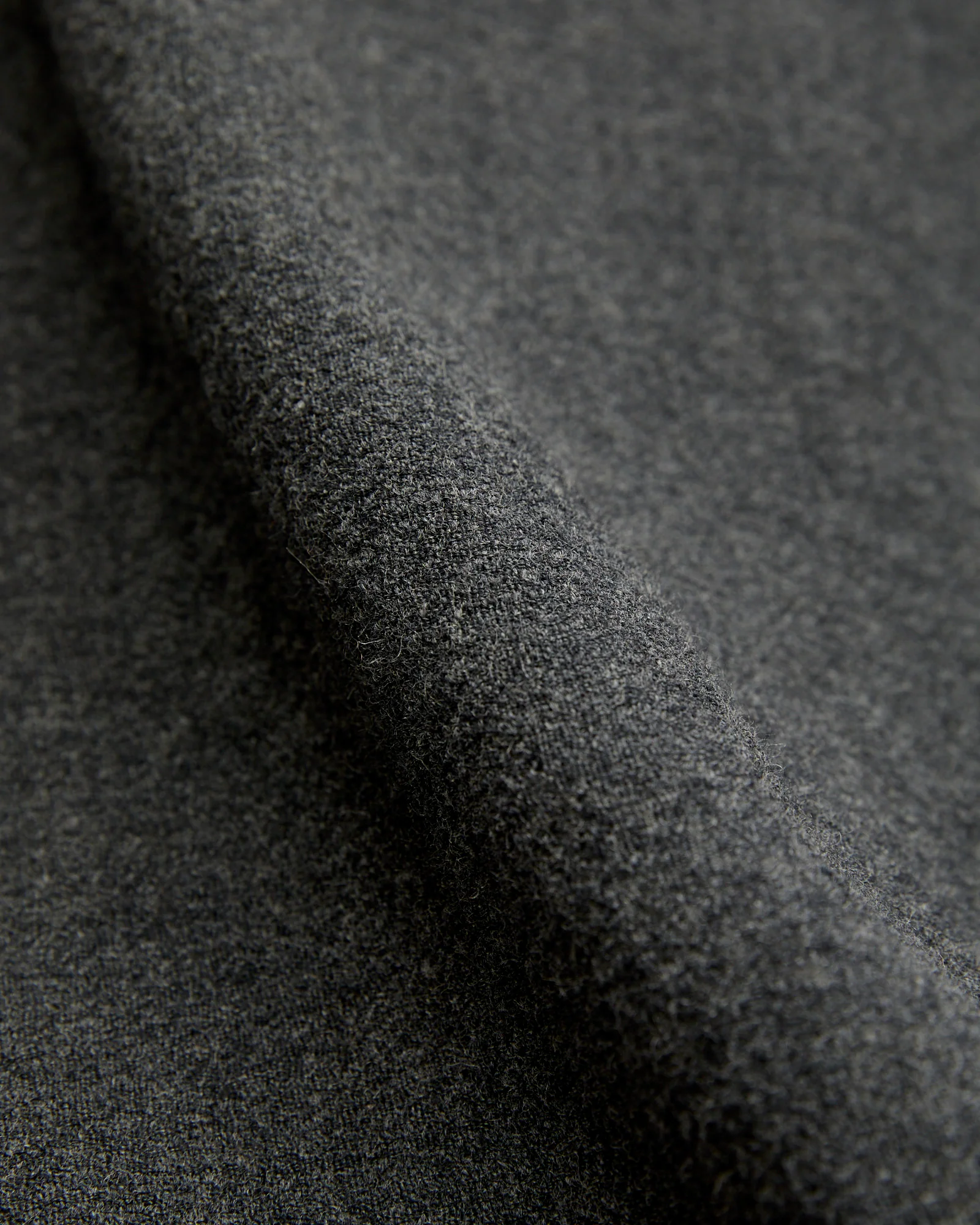 Highland Wool Open Collar Shirt in Charcoal - Image 2