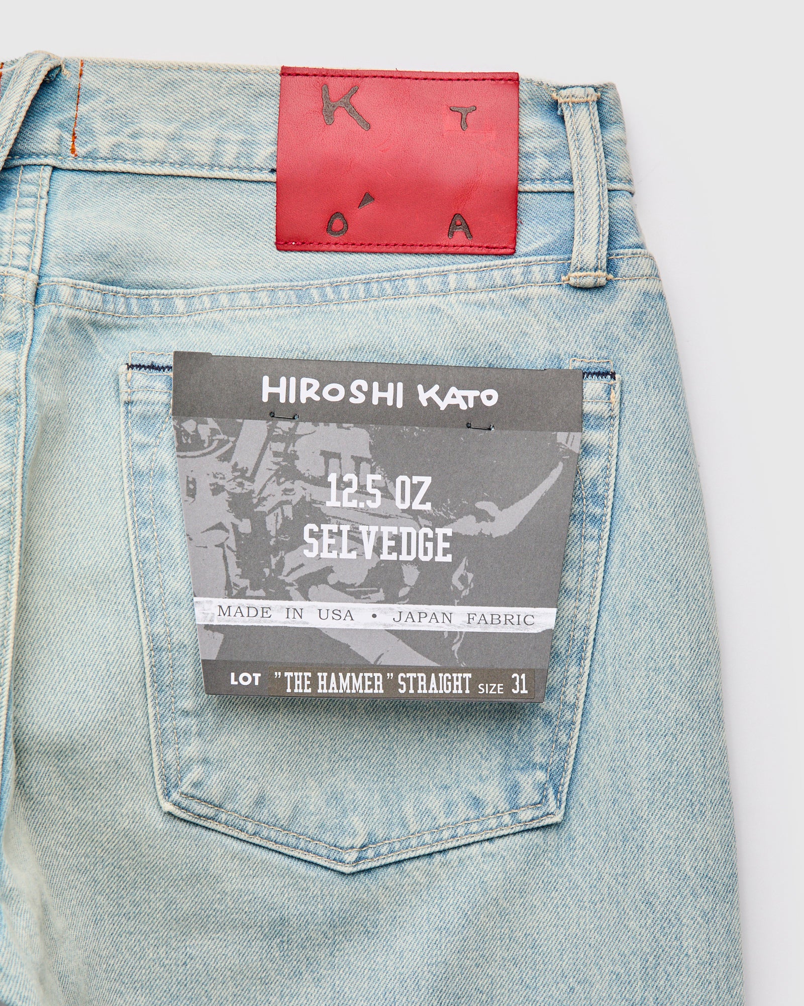 "Huey" 12.5oz Washed Indigo Selvedge Denim - Hammer Straight - Image 3