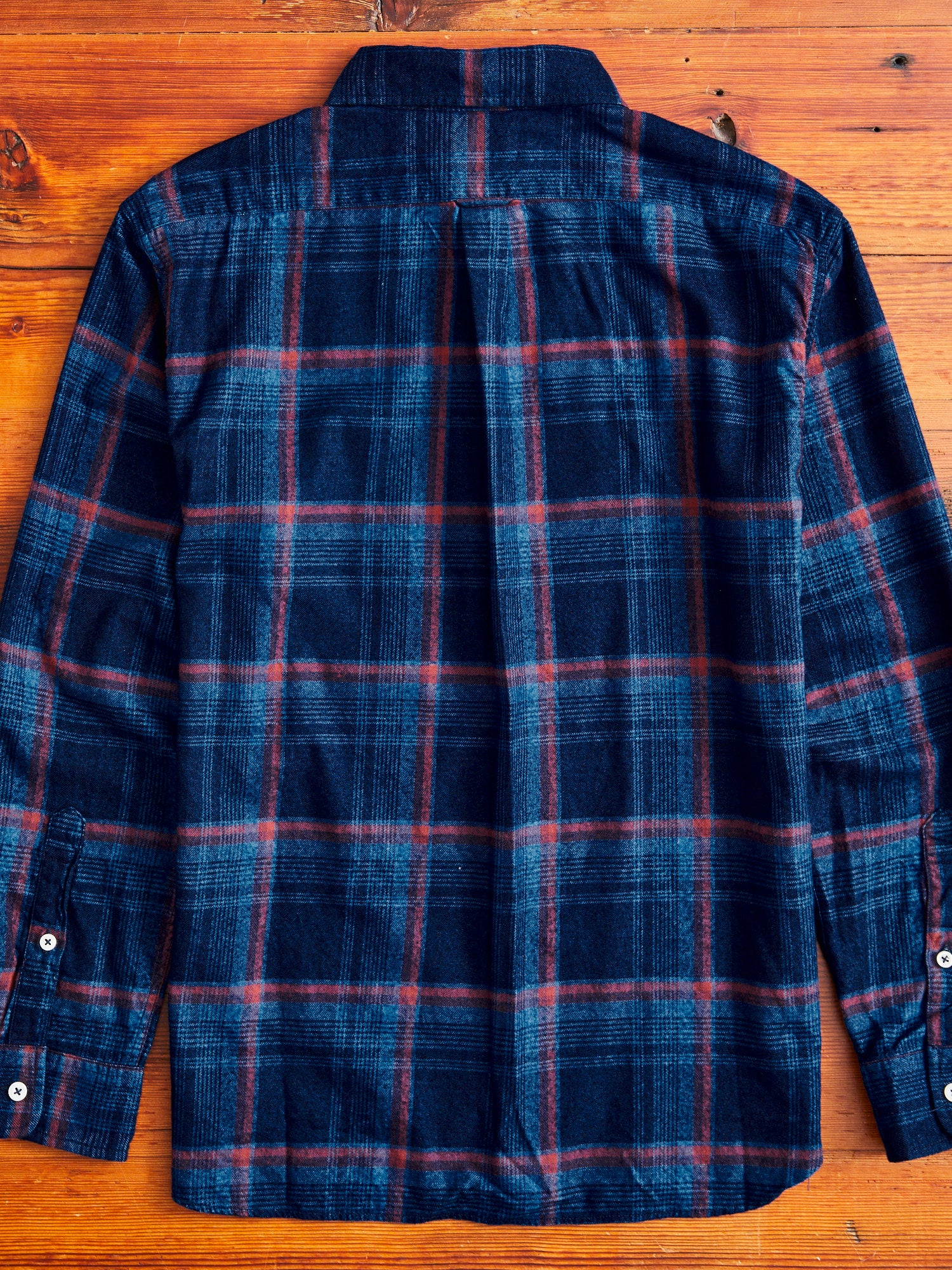 Indigo Check Flannel Shirt in Red - Image 10