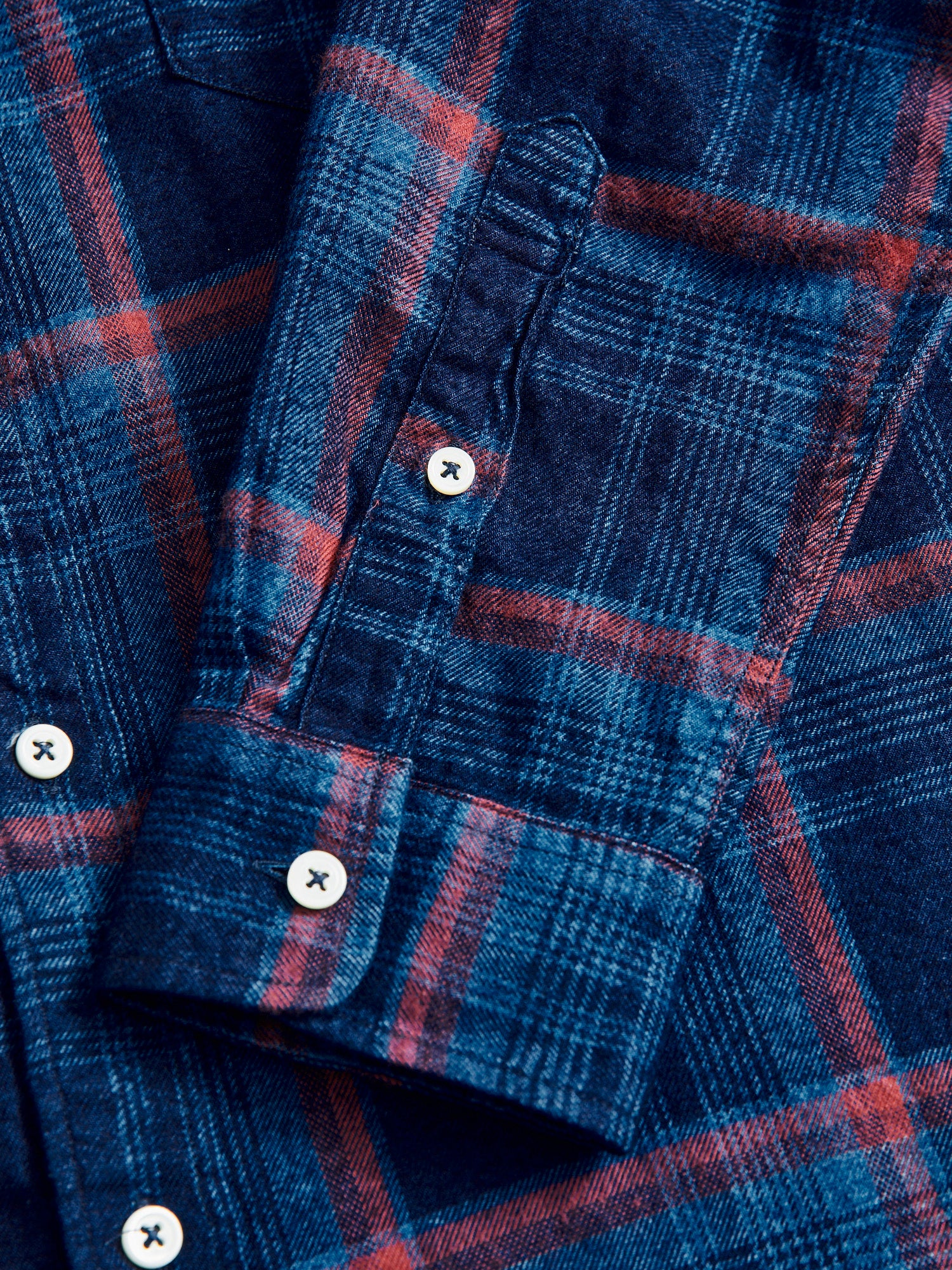 Indigo Check Flannel Shirt in Red - Image 6