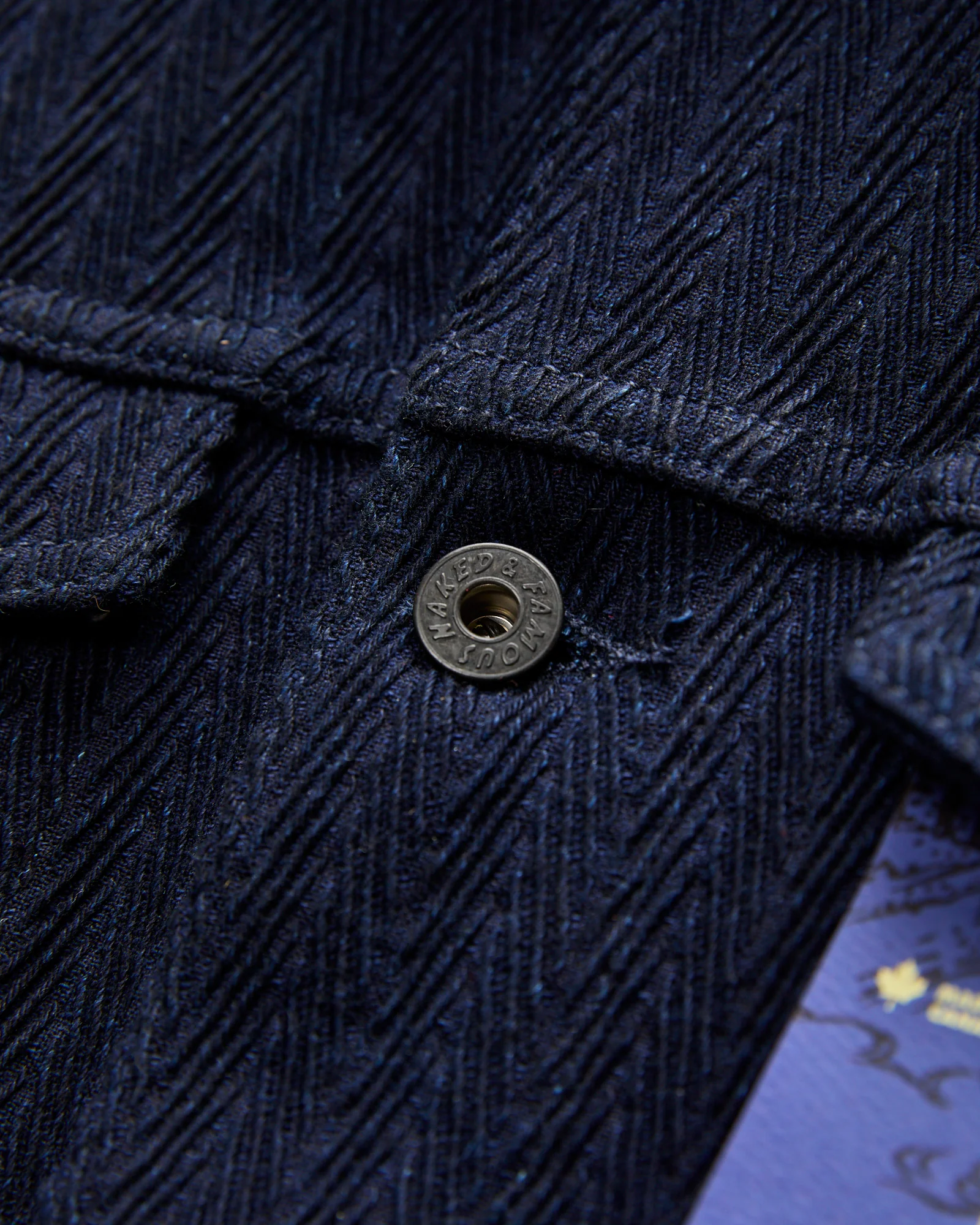 "Indigo Sugiaya" 12oz Herringbone Dobby Jacket - Image 4