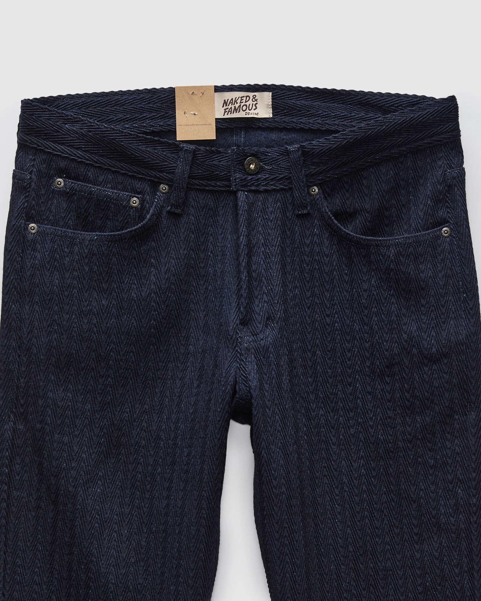 "Indigo Sugiaya" 12oz Herringbone Dobby Twill - Weird Guy Fit - Image 4