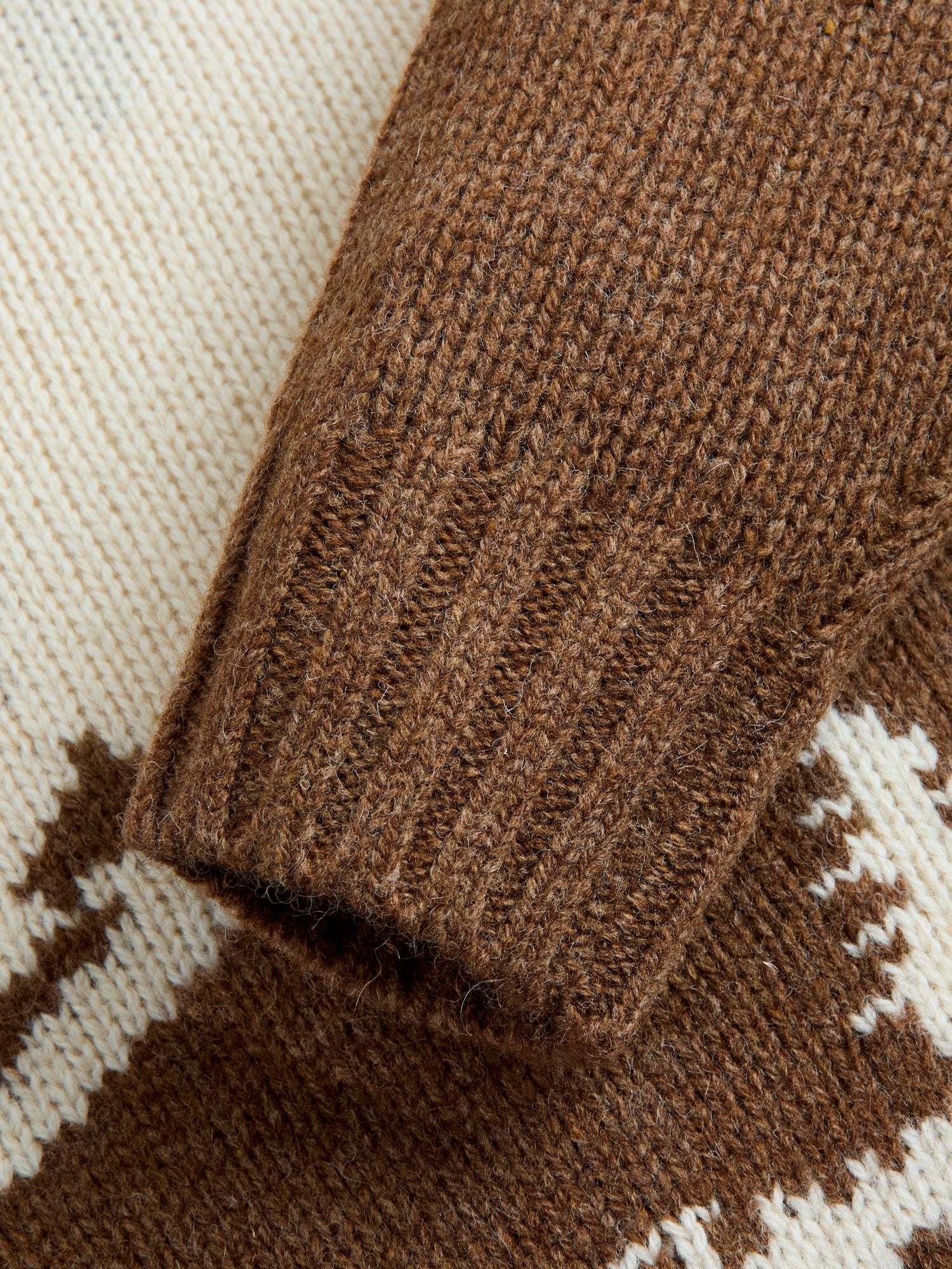 Intarsia 3-Gauge Crewneck Sweater in Brown - Image 6