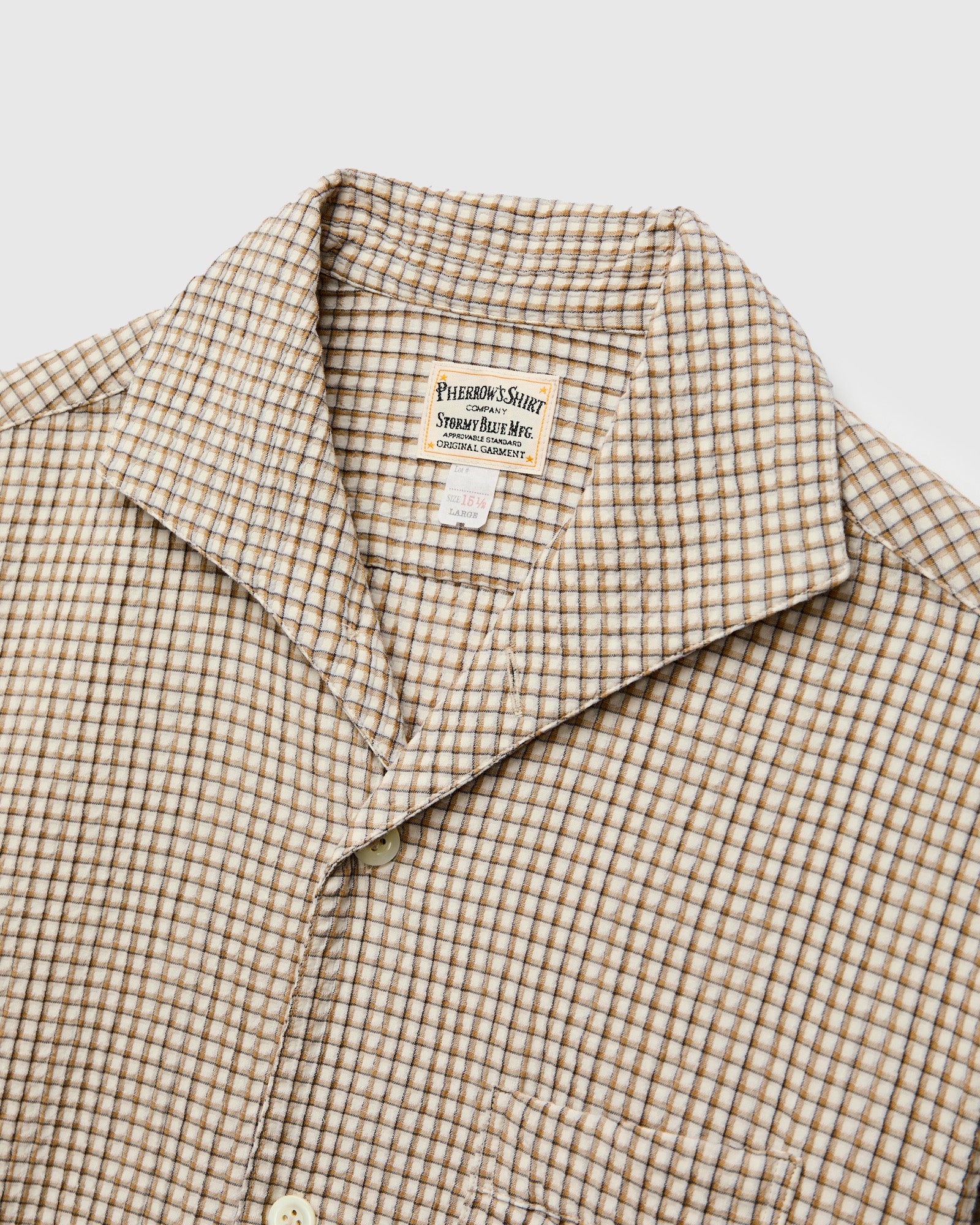 Italian Collar Shirt in Beige Check - Image 3