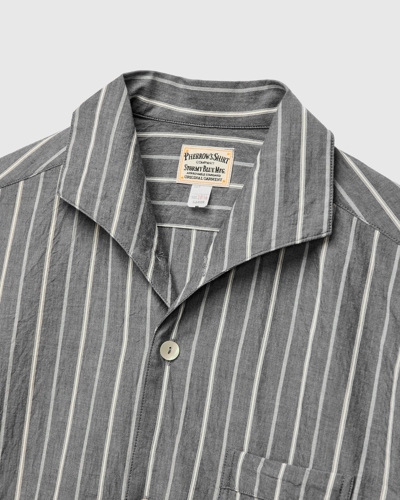 Italian Collar Shirt in Charcoal Stripe - Image 3