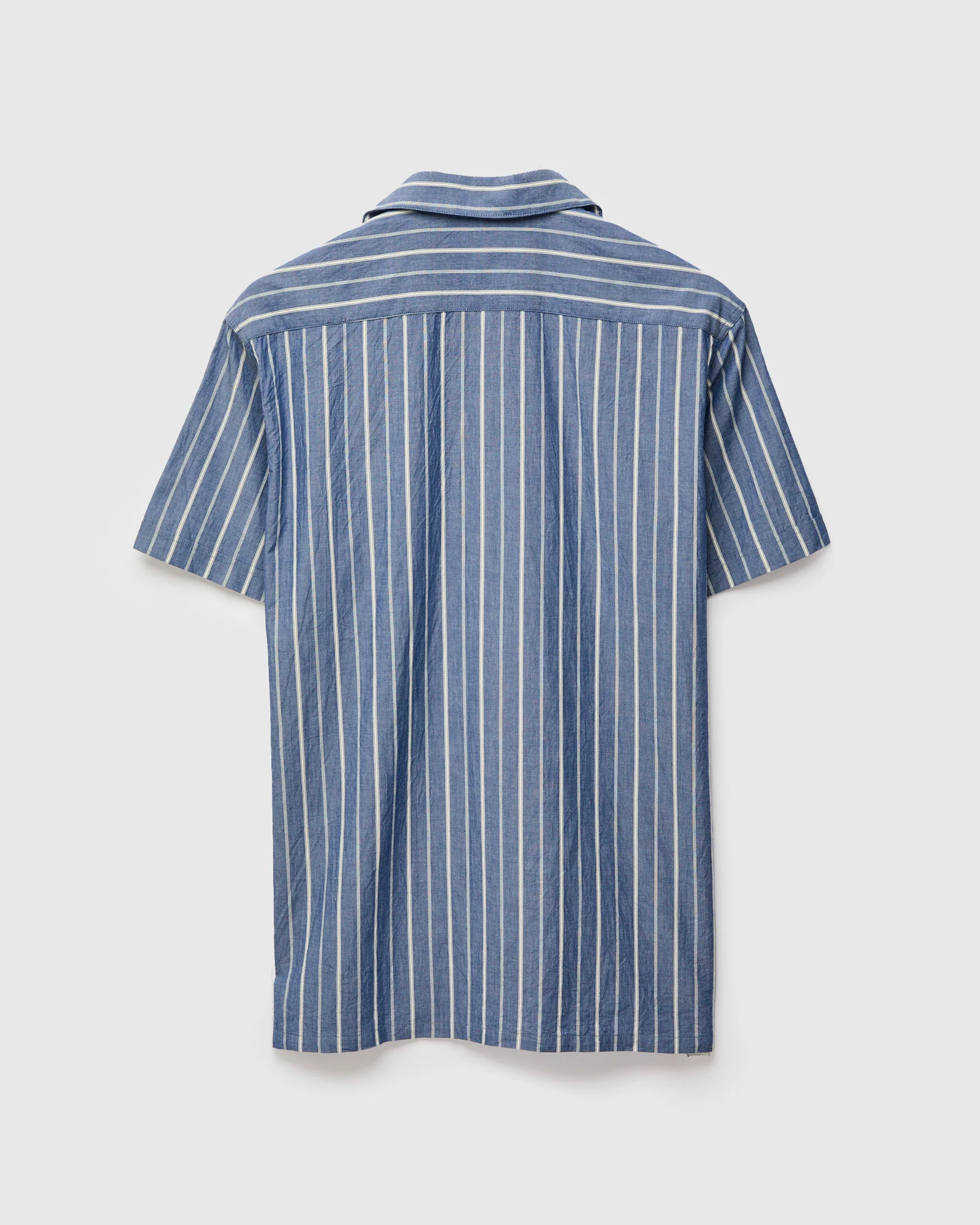 Italian Collar Shirt in Navy Stripe - Image 2