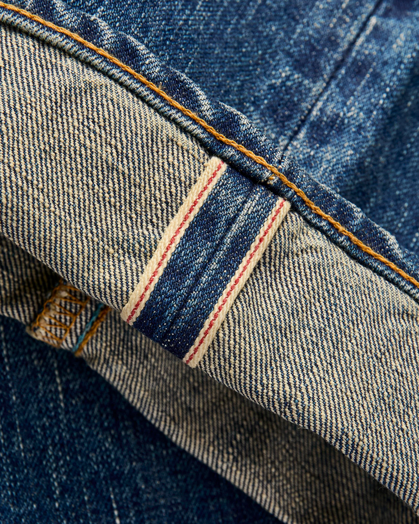 J401-D01 "US Cotton Dark Wash" 14.8oz Washed Selvedge Denim - Classic Straight Fit - Image 8