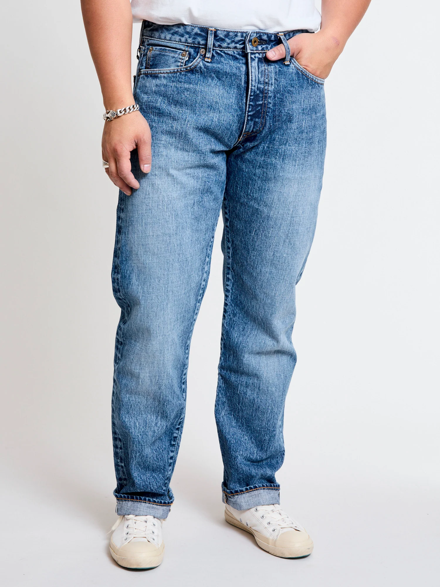 J401-LID "Circle Aged Wash" 14.8oz Selvedge Denim - Classic Straight Fit - Image 2