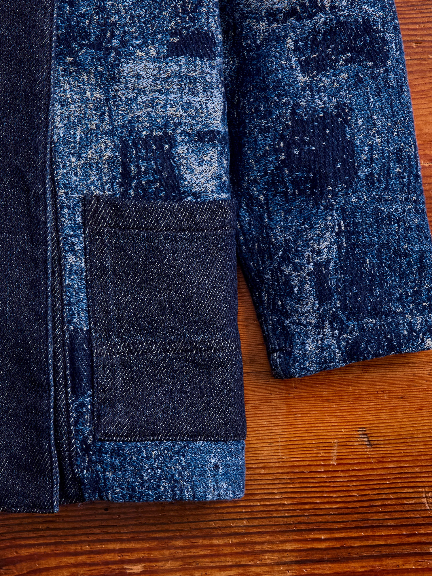 Jacquard Boro Haori Jacket in Indigo Rinse - Image 5