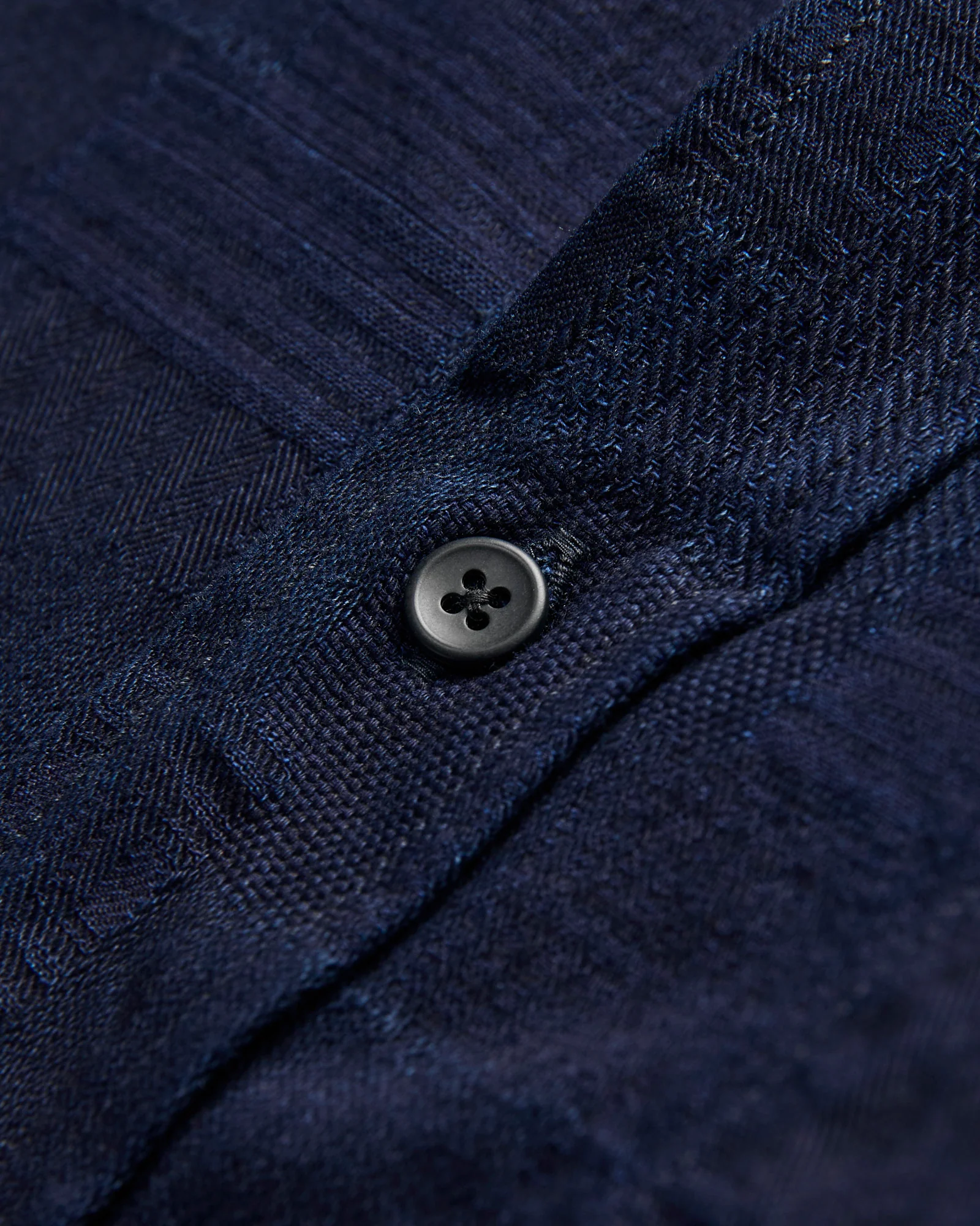Jacquard Boro Patchwork Button Up Shirt in Double Indigo - Image 5