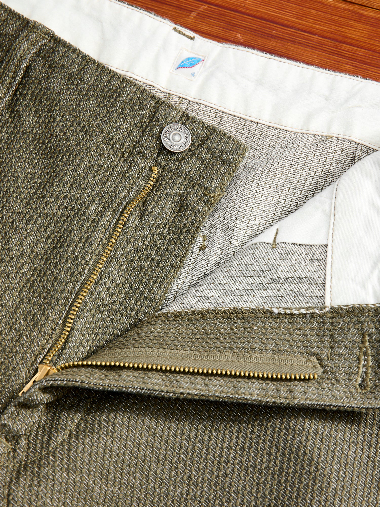 Jacquard Stitch Sashiko Shorts in Olive - Image 6