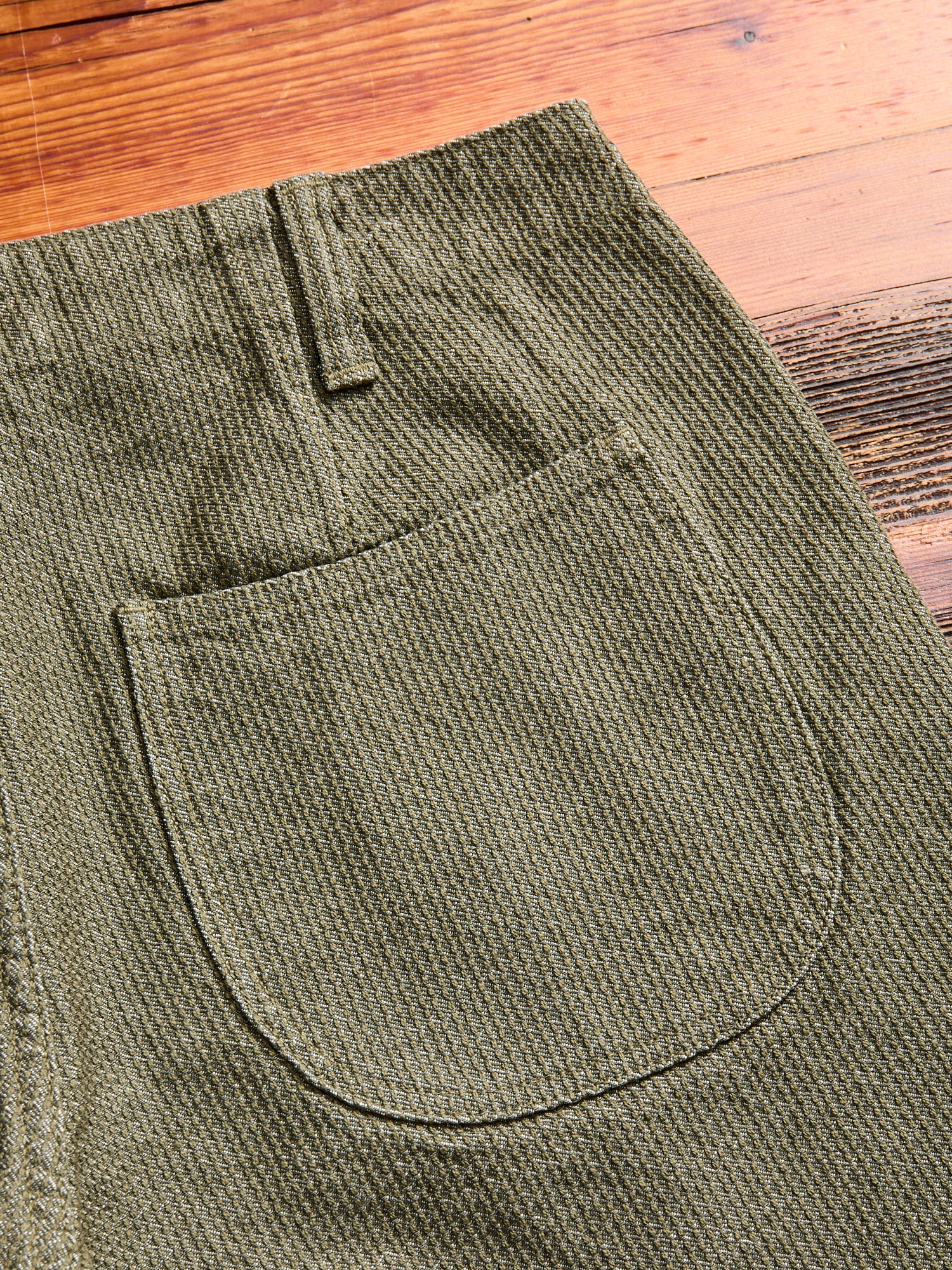 Jacquard Stitch Sashiko Shorts in Olive - Image 9