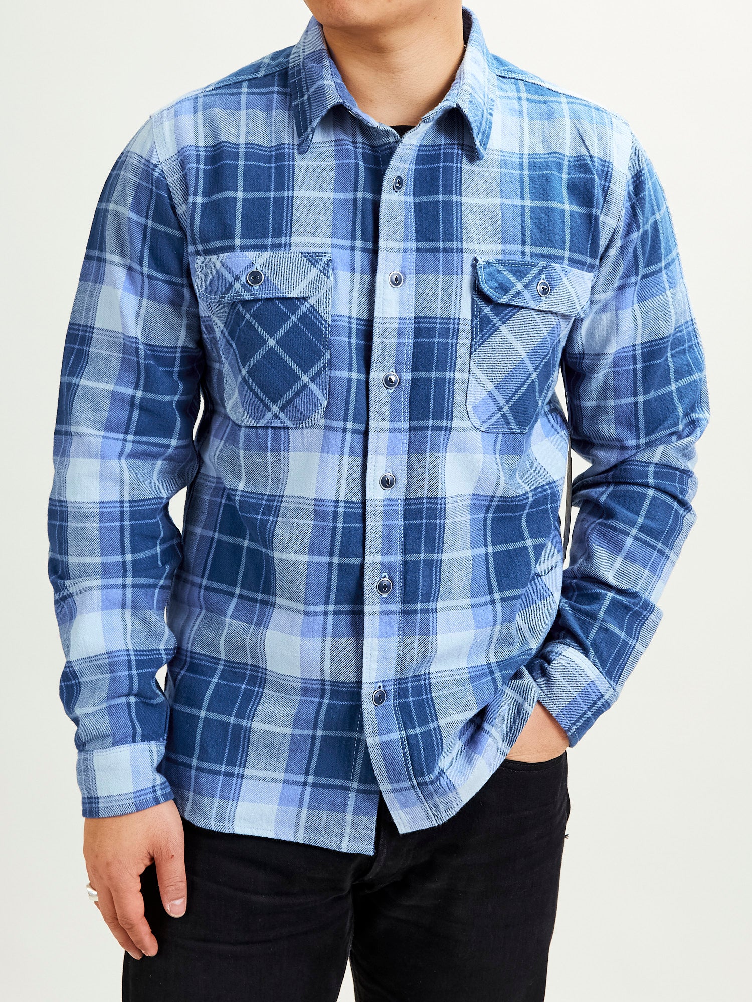 Jepson Work Shirt in Minaret Blue Plaid - Image 2