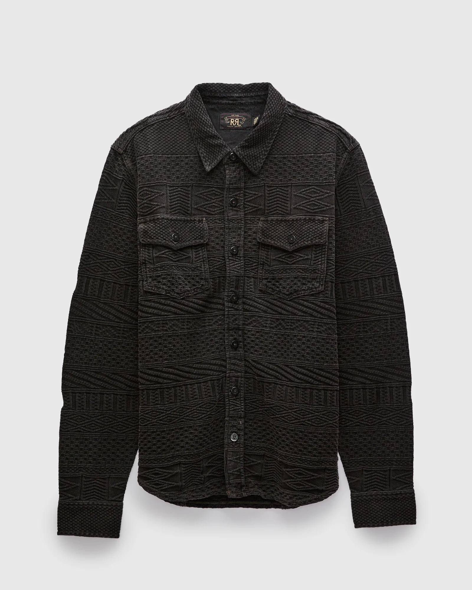Julius Jacquard Workshirt in Black Indigo