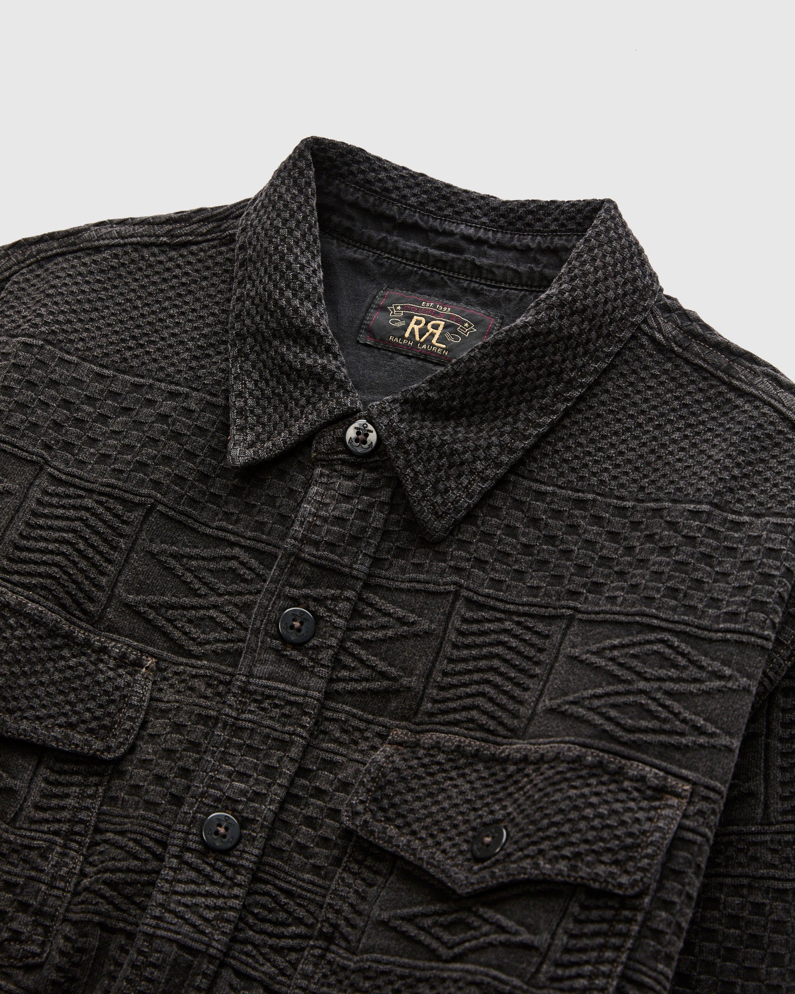 Julius Jacquard Workshirt in Black Indigo - Image 3