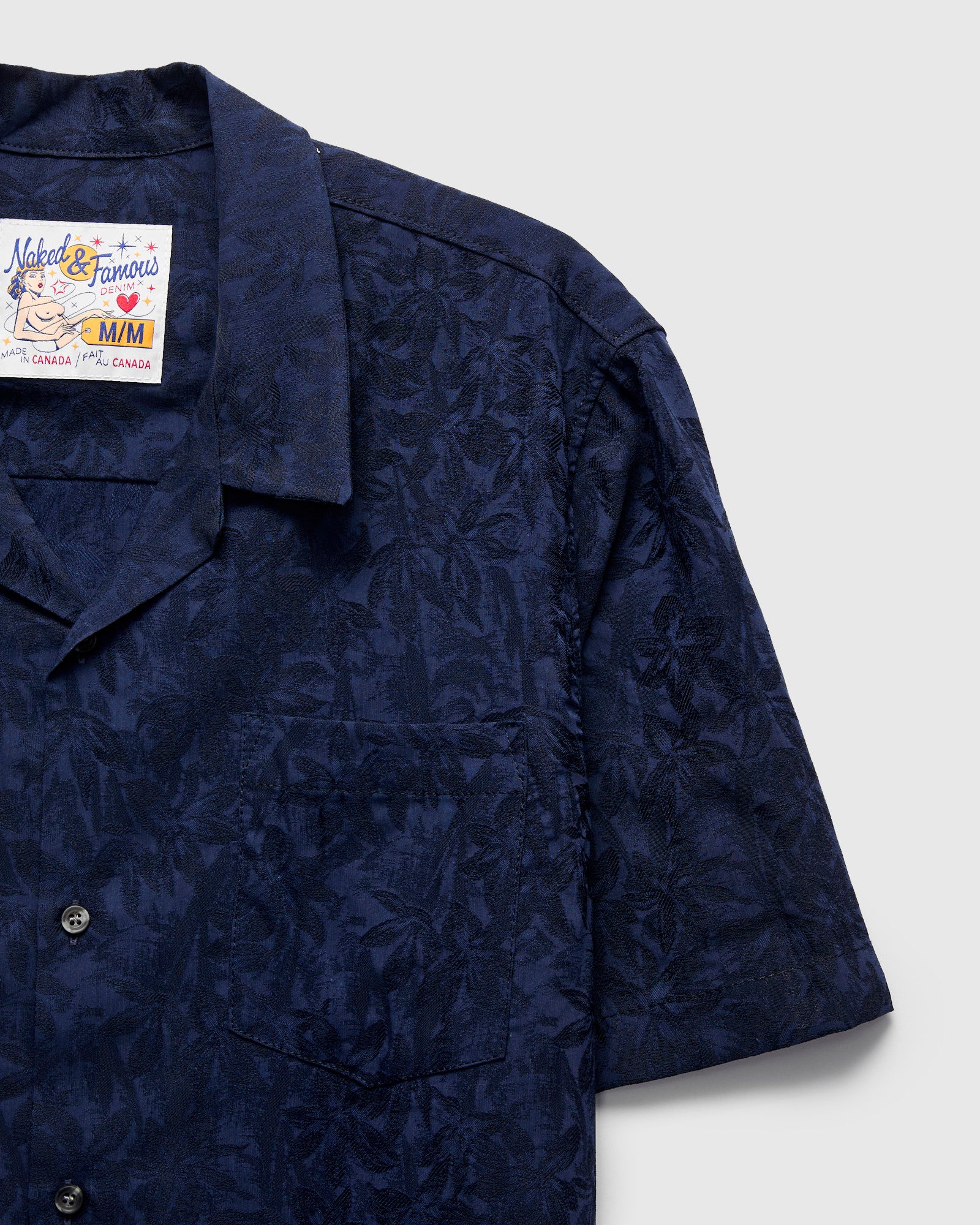 "Jungle Jacquard" Aloha Shirt in Navy - Image 6