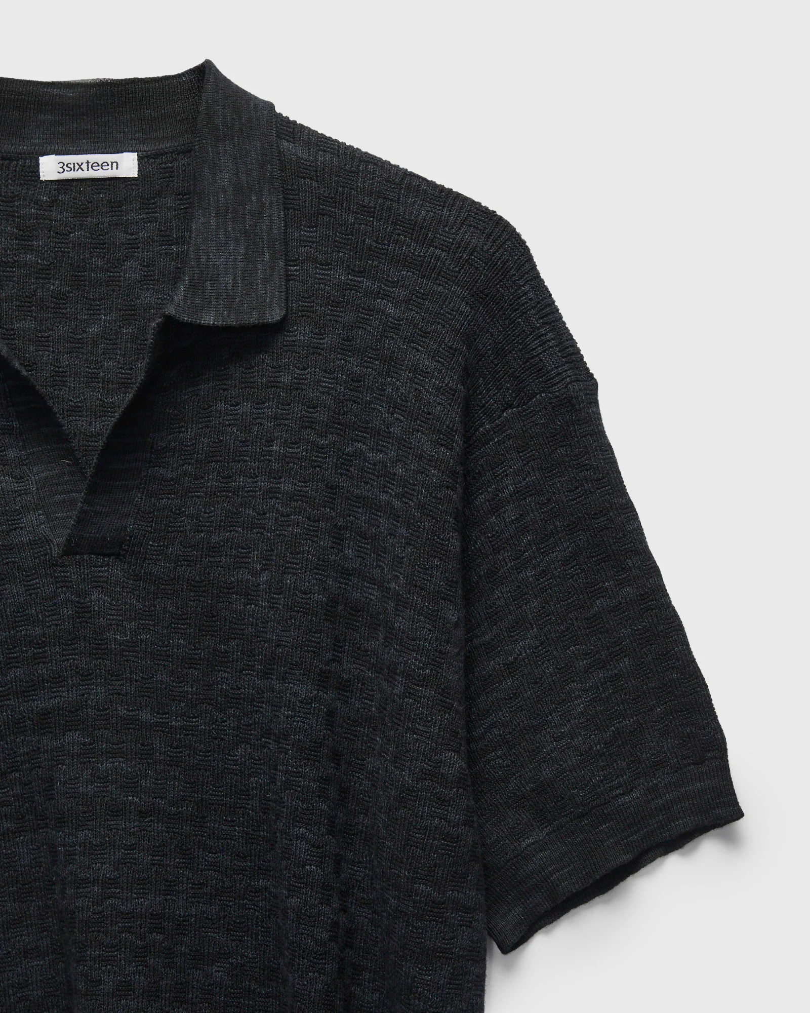 Boxweave Knit Polo in Vintage Black - Image 4