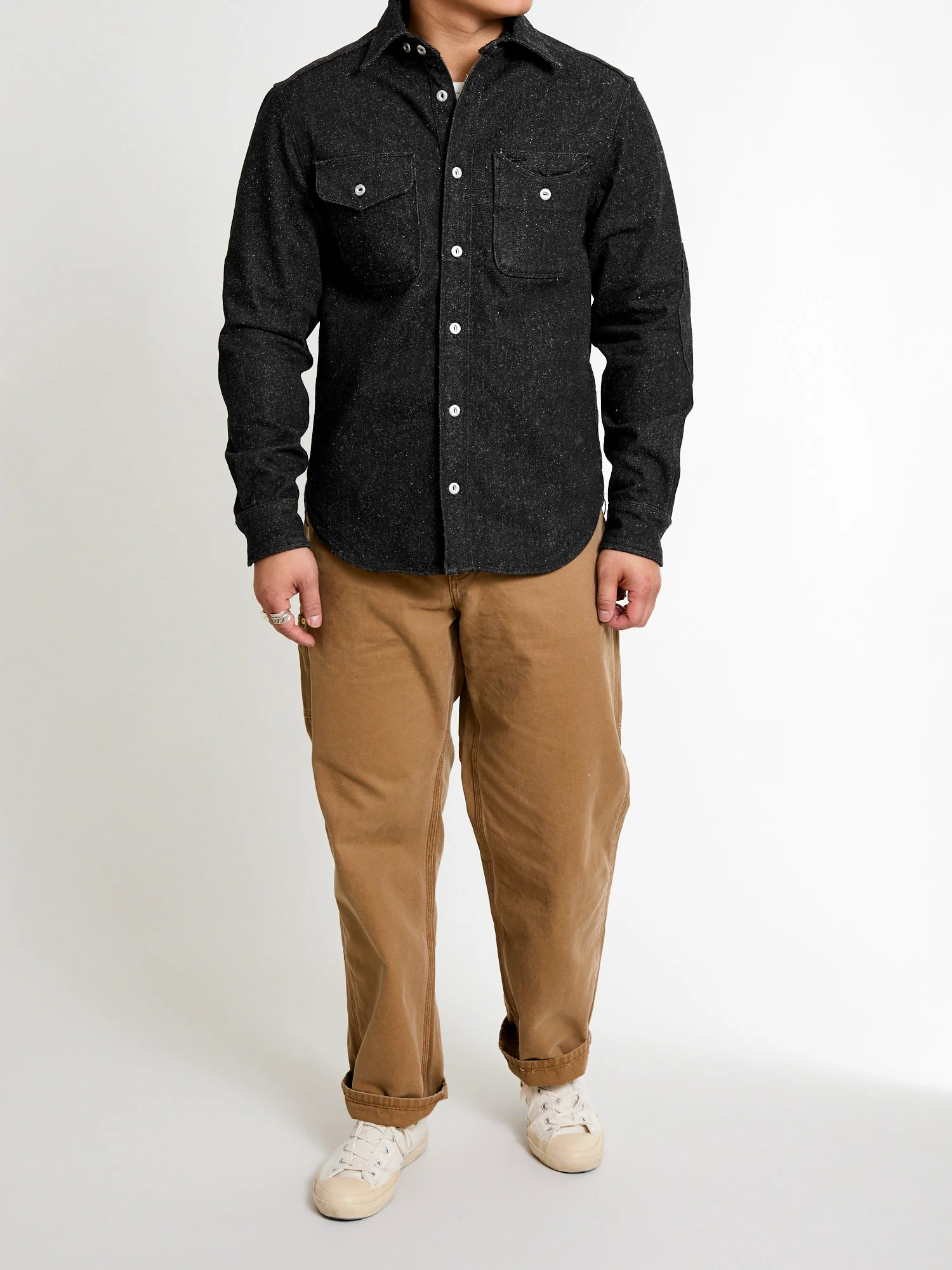 Lambert Work Shirt in Black Nep Denim - Image 12