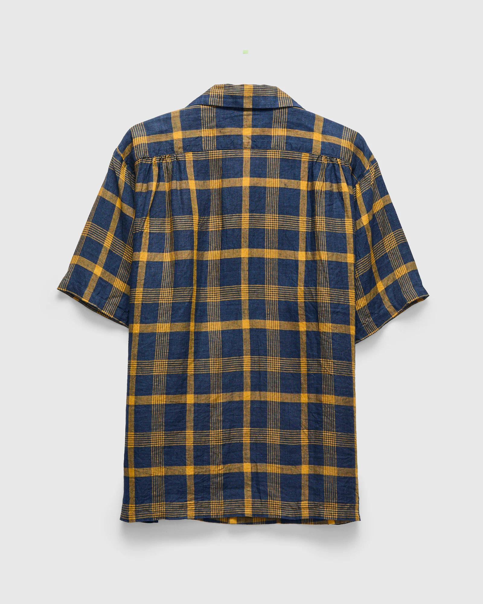 Le Point Open Collar Shirt in Navy Yellow - Image 4