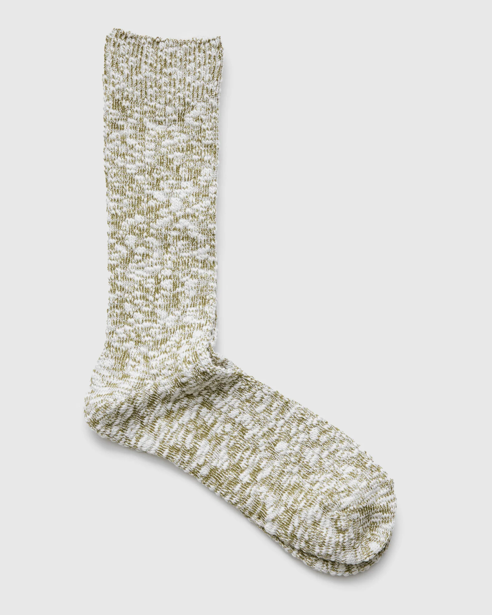 Light Slub Crew Sock in Khaki - Image 2