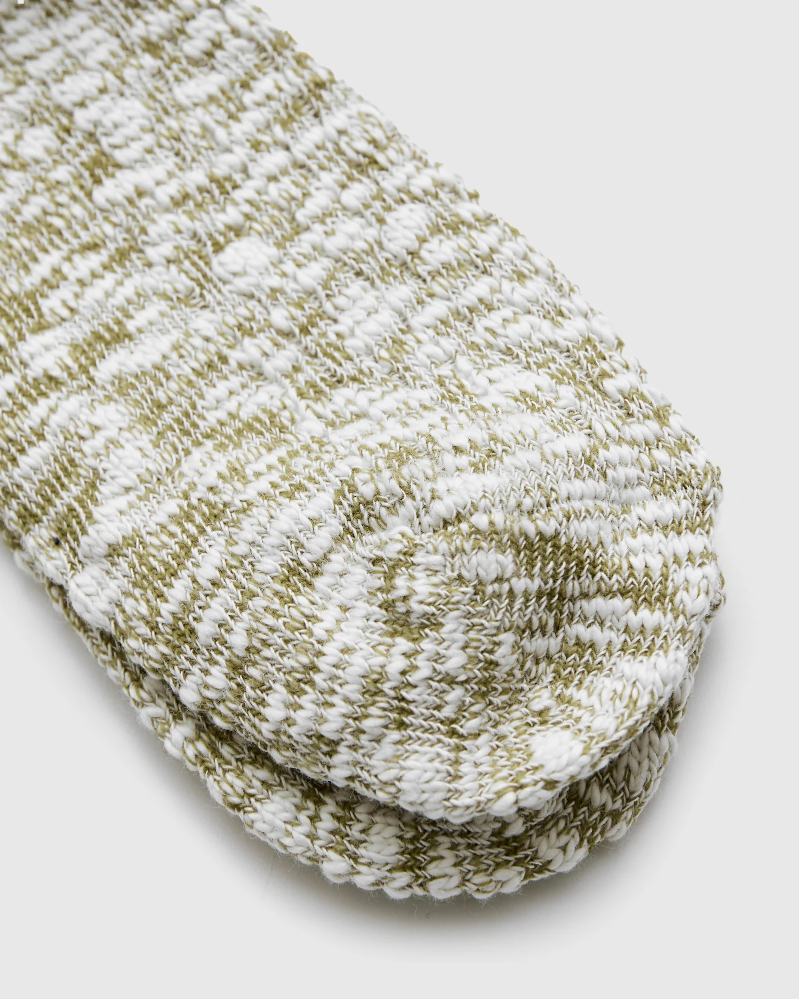 Light Slub Crew Sock in Khaki - Image 3