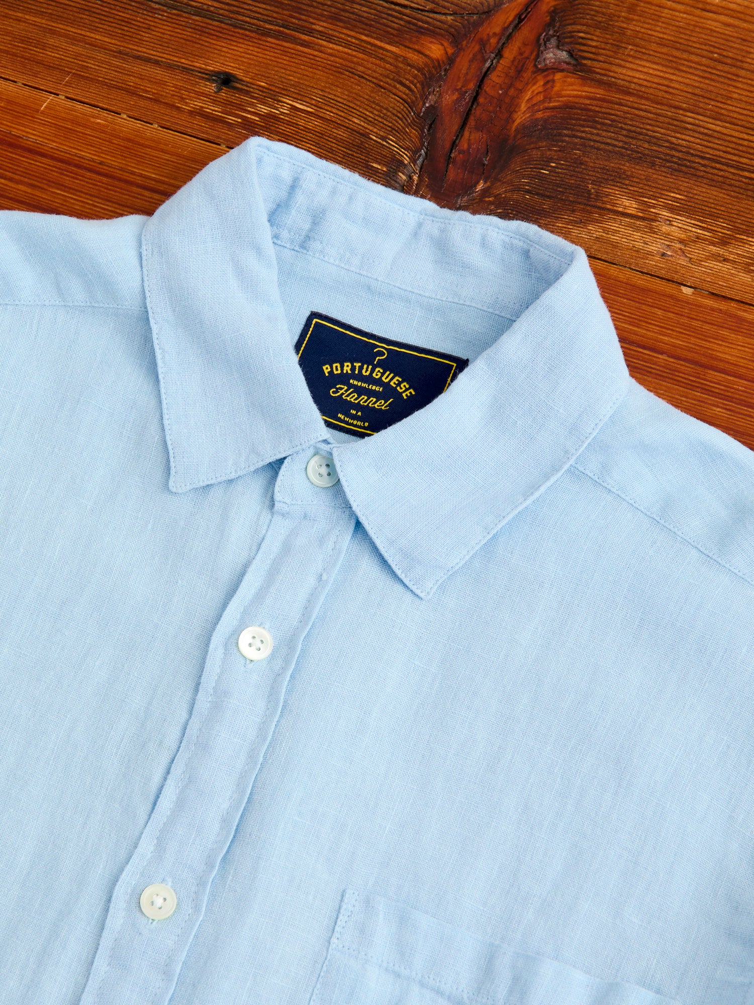 Linen Button-Up Shirt in Sky - Image 3