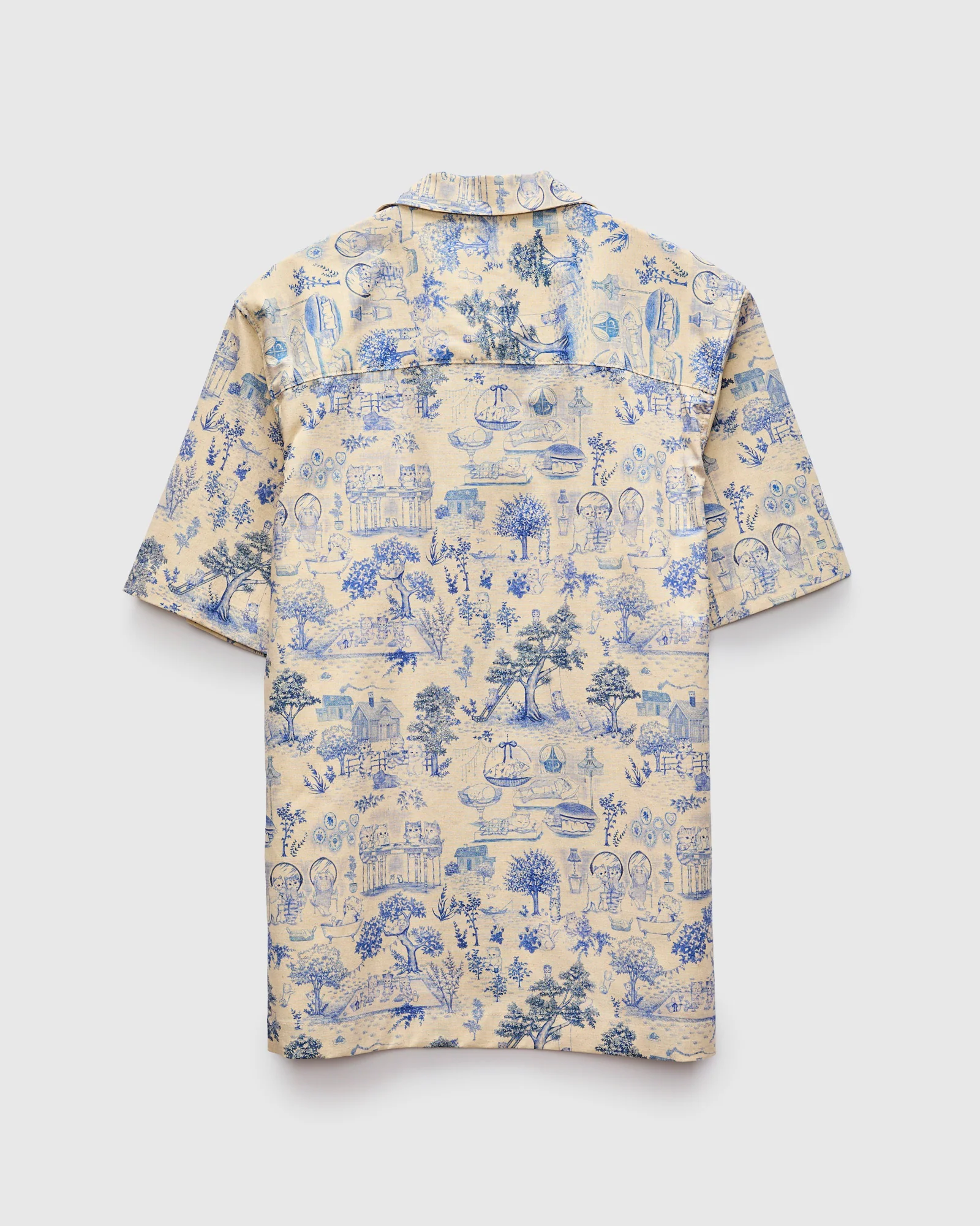 "Linen Cats" Aloha Shirt in Blue - Image 3