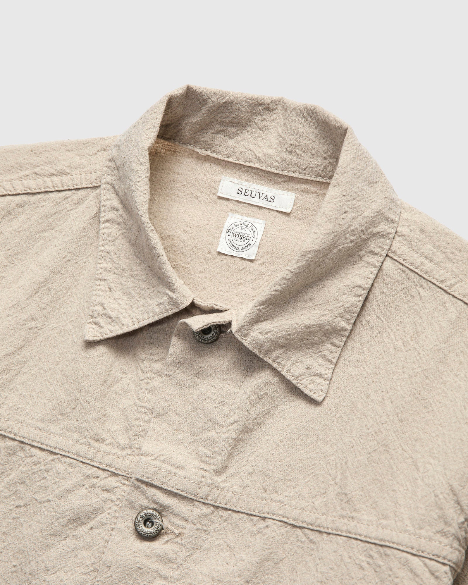 Linen Cotton Trucker Jacket in Natural - Image 3