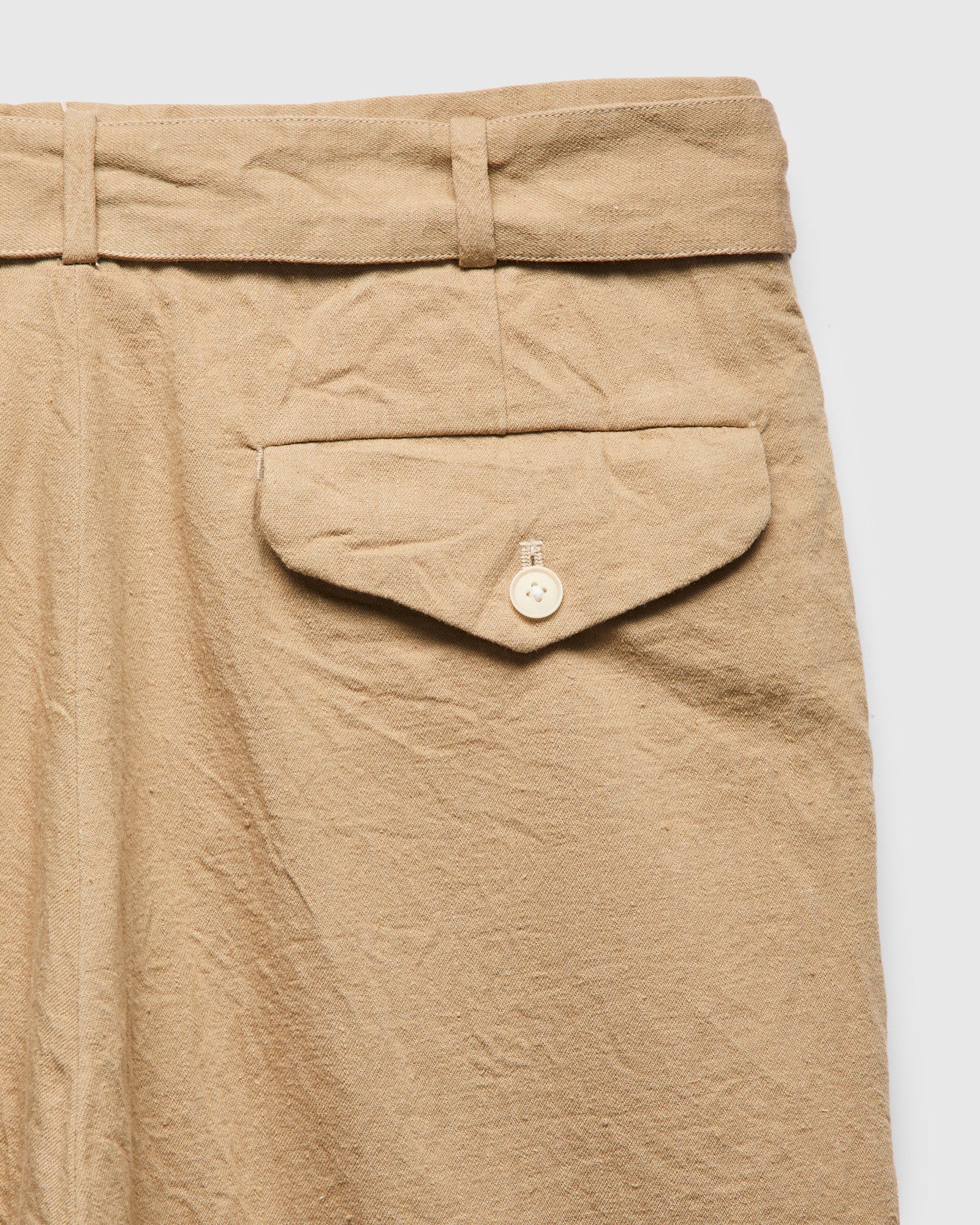 Linen Denim Belted Riviera Pants in Beige - Image 3