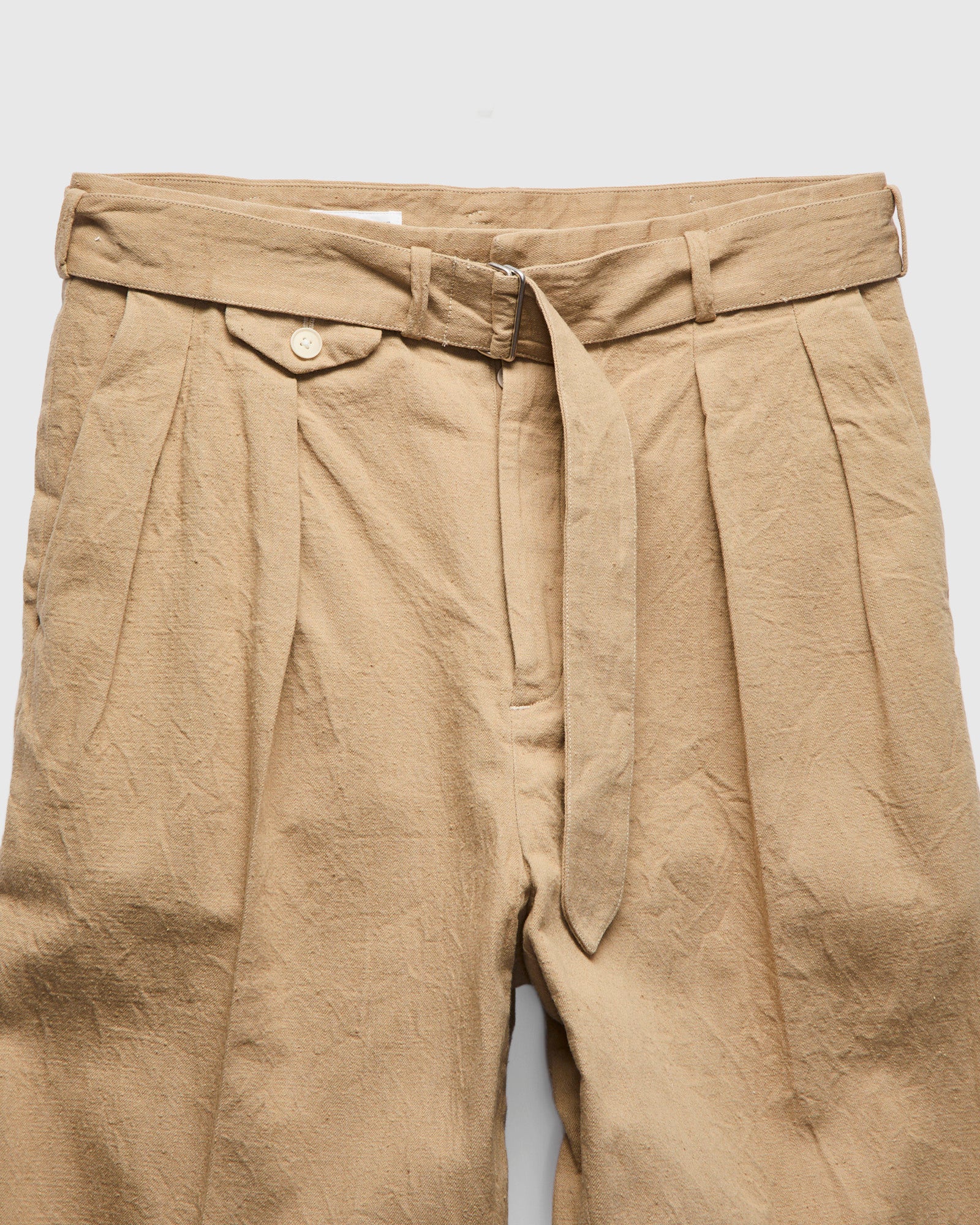 Linen Denim Belted Riviera Pants in Beige - Image 6