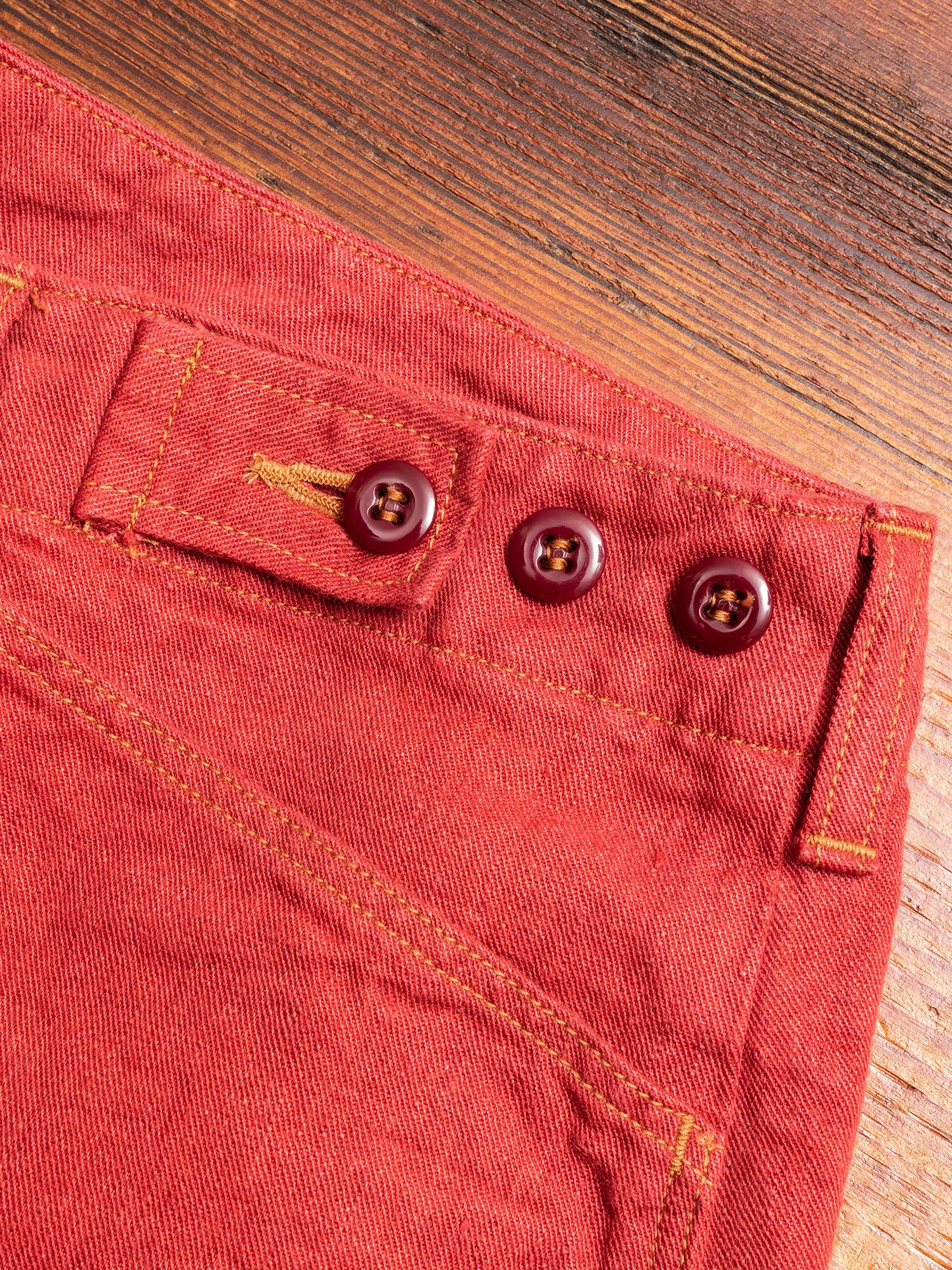Linen Denim Shorts in Red - Image 3