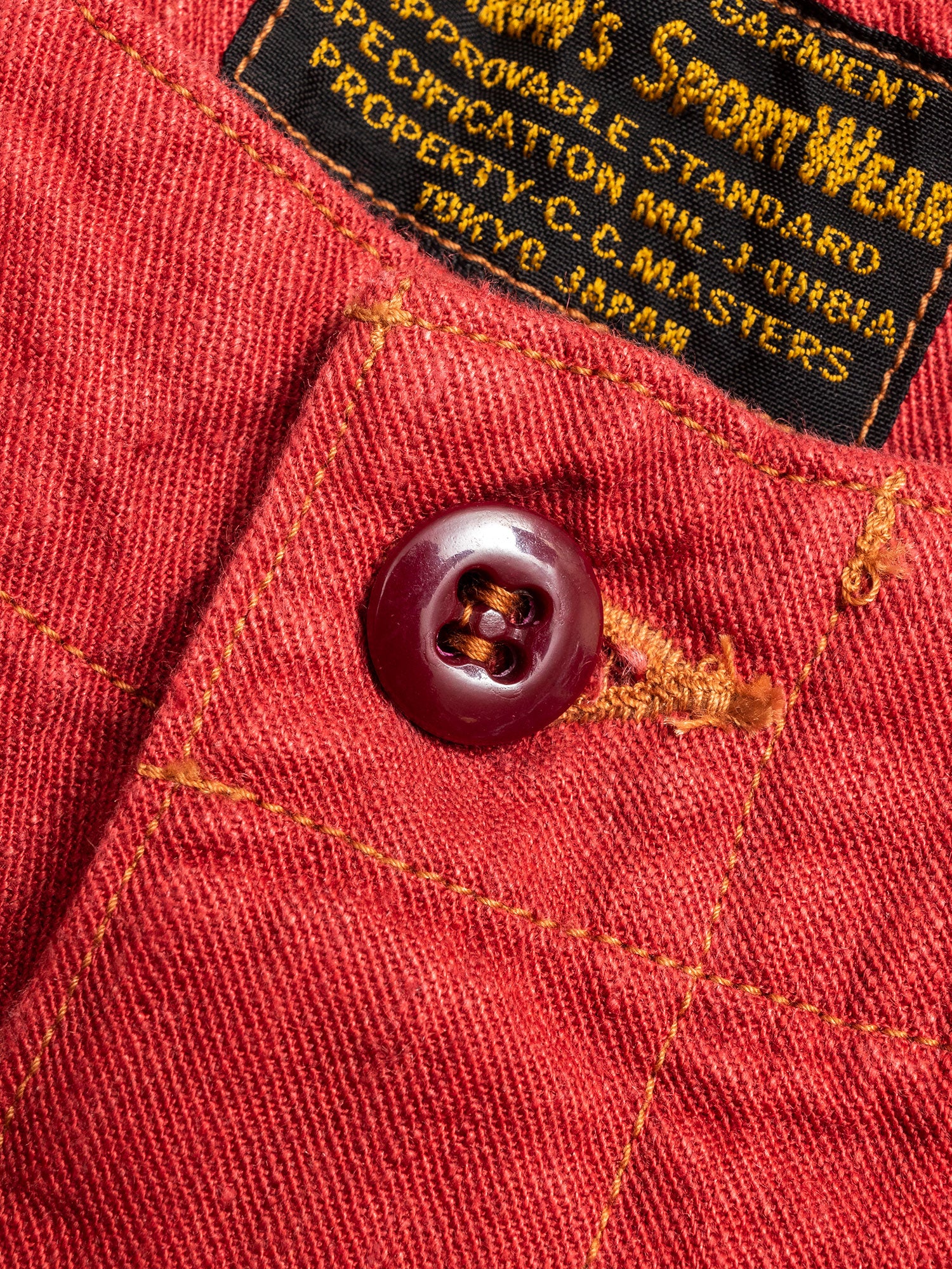 Linen Denim Shorts in Red - Image 4