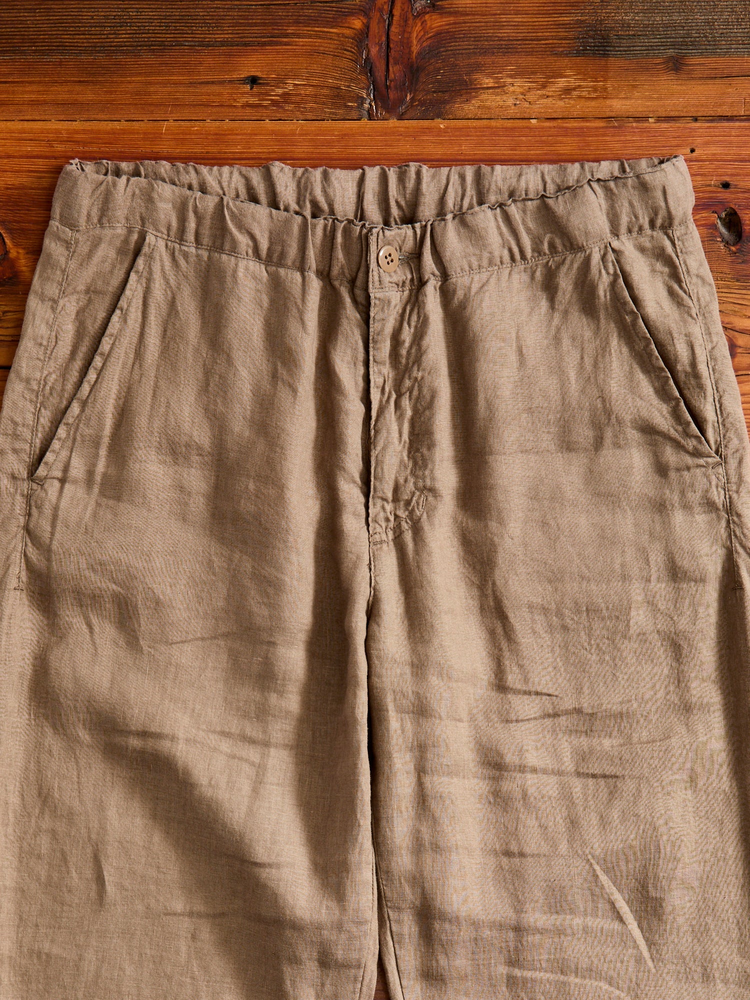 Linen Easy Pants in Chocolate - Image 3