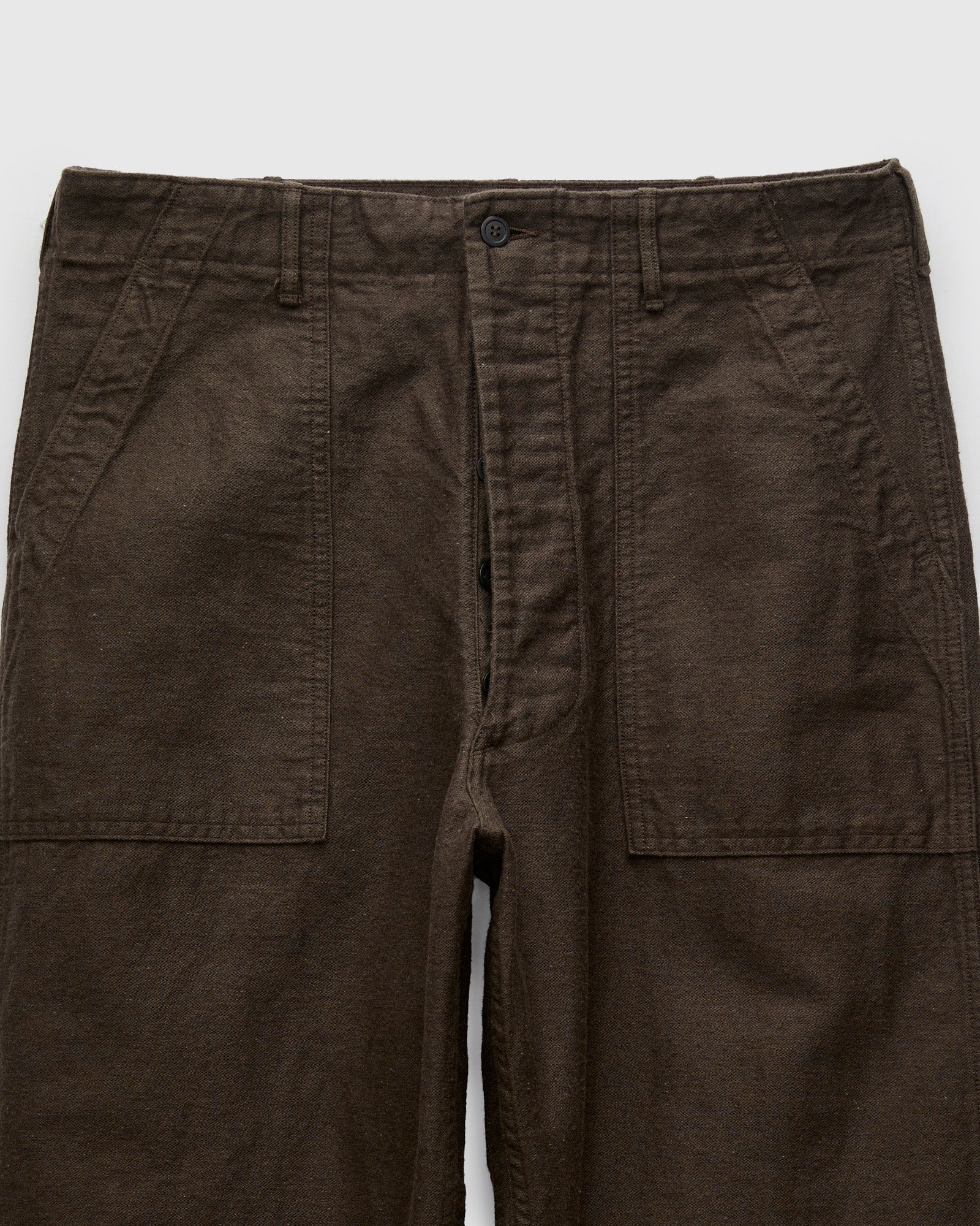 Linen Moleskin Straight Fatigue Pants in Charcoal Grey - Image 5