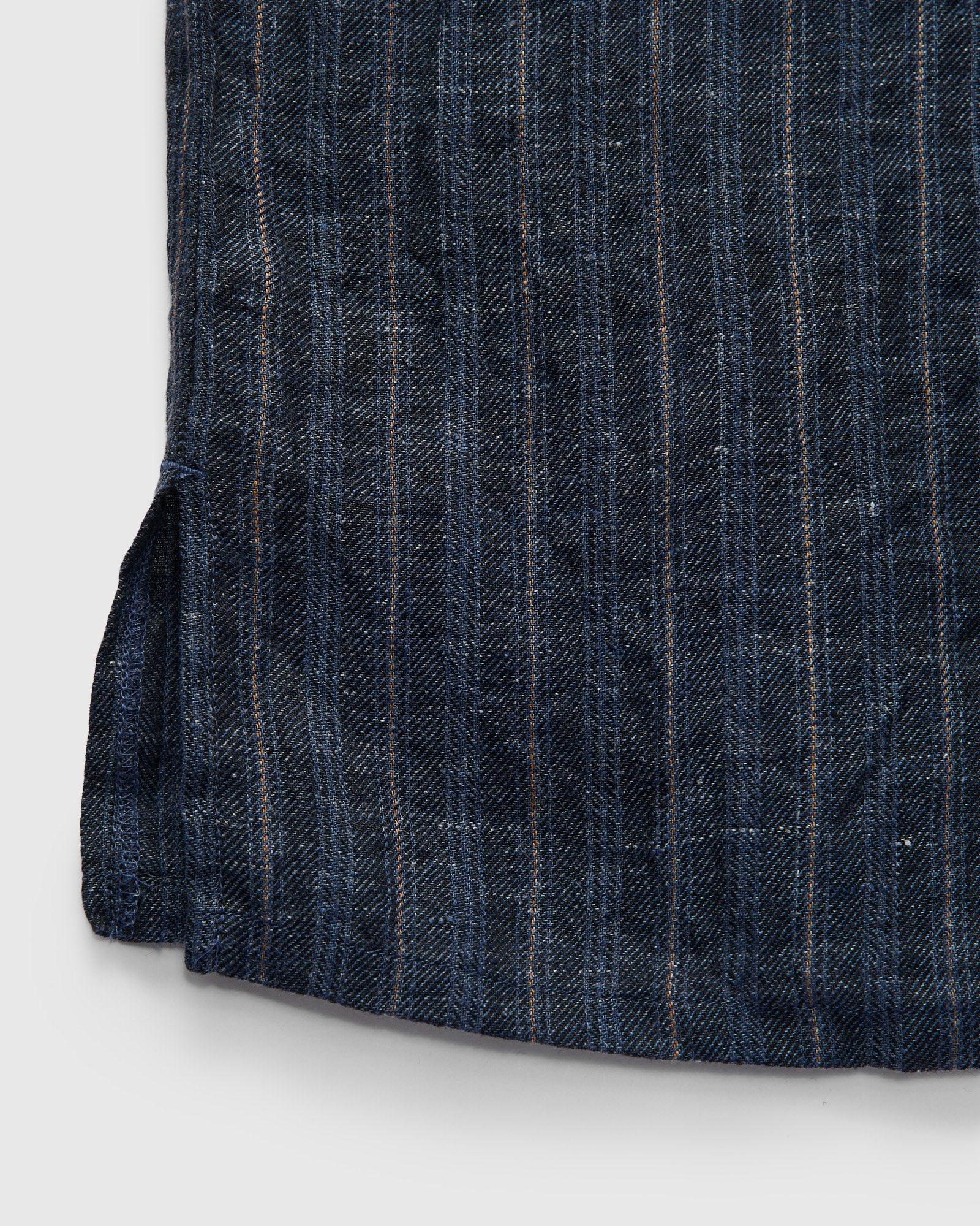 Linen Open Collar Shirt in Navy - Image 7