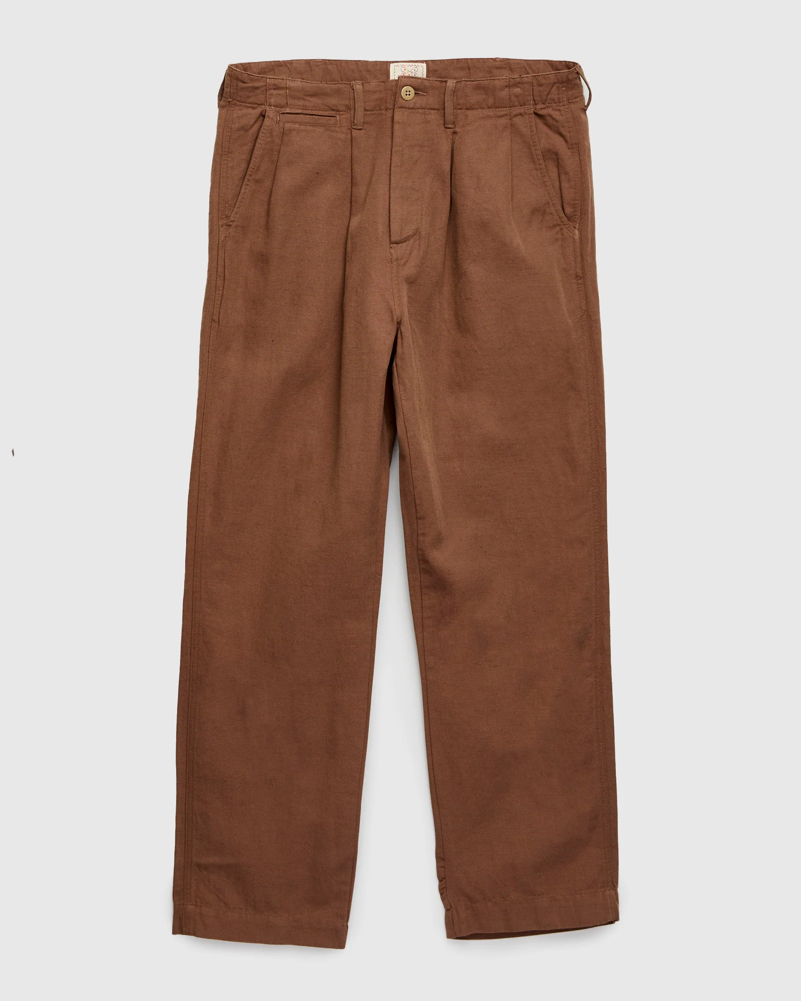 Linen Pleated Chino in Churro Brown