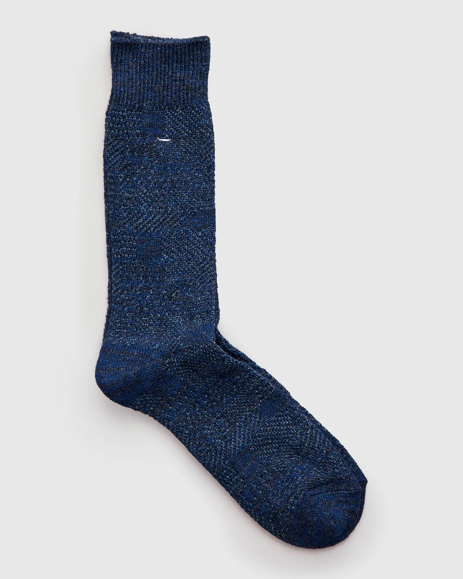 Linen Sashiko Crew Socks in Navy - Image 2
