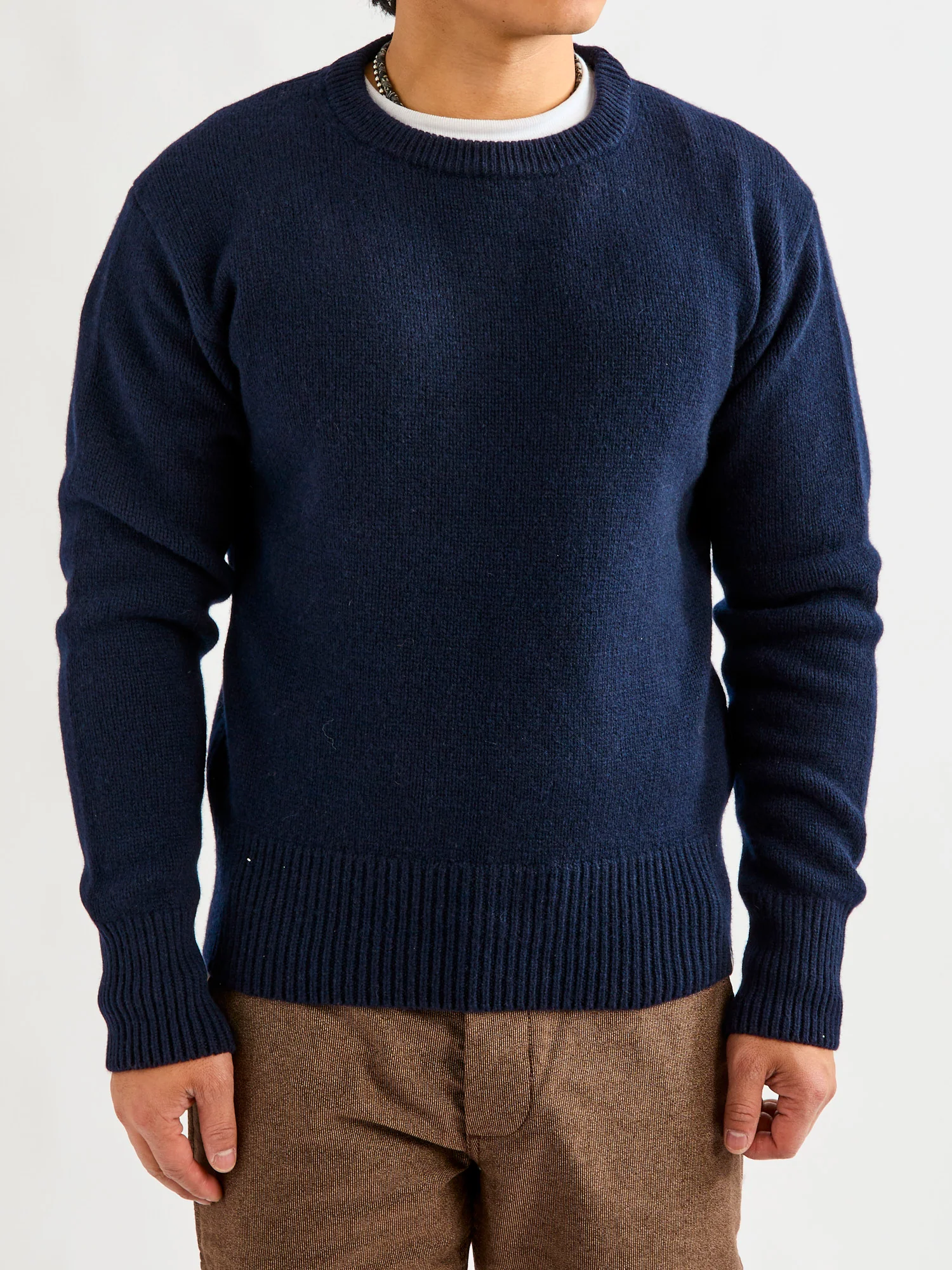 LOCC01 "Good Basics" Relaxed Fit Merino Cashmere Knit Sweater in Dark Navy - Image 2