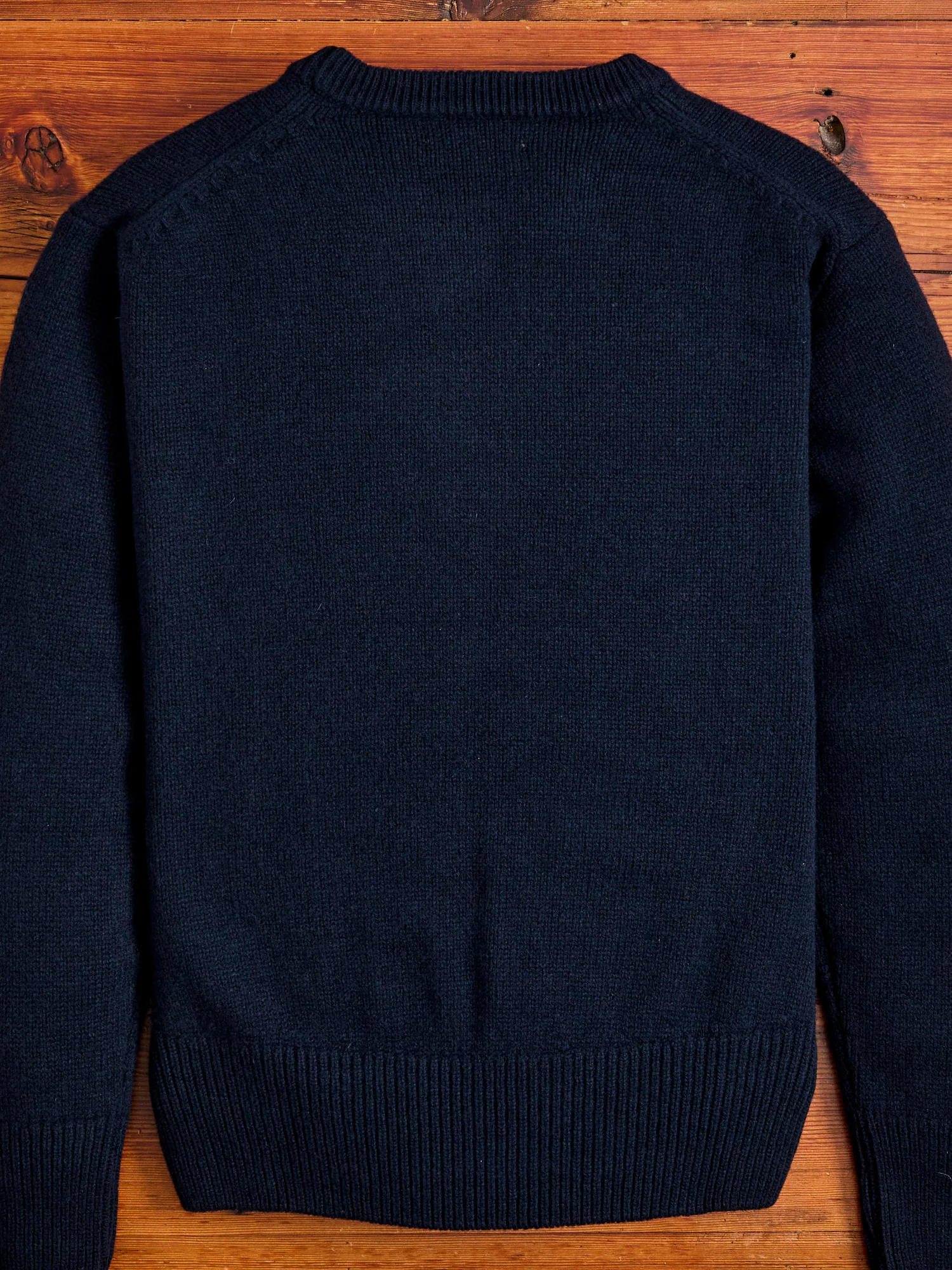 LOCC01 "Good Basics" Relaxed Fit Merino Cashmere Knit Sweater in Dark Navy - Image 3