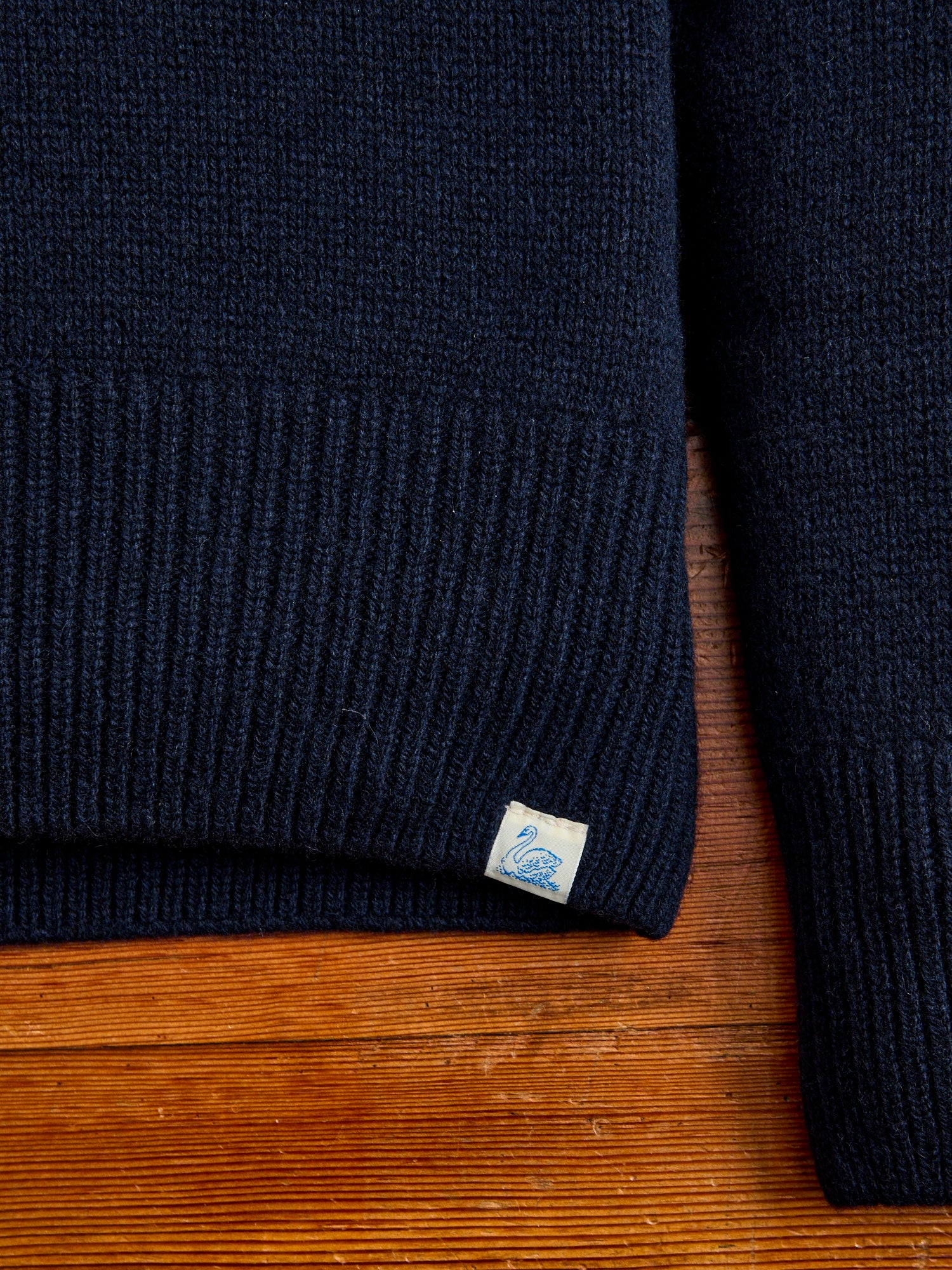 LOCC01 "Good Basics" Relaxed Fit Merino Cashmere Knit Sweater in Dark Navy - Image 5