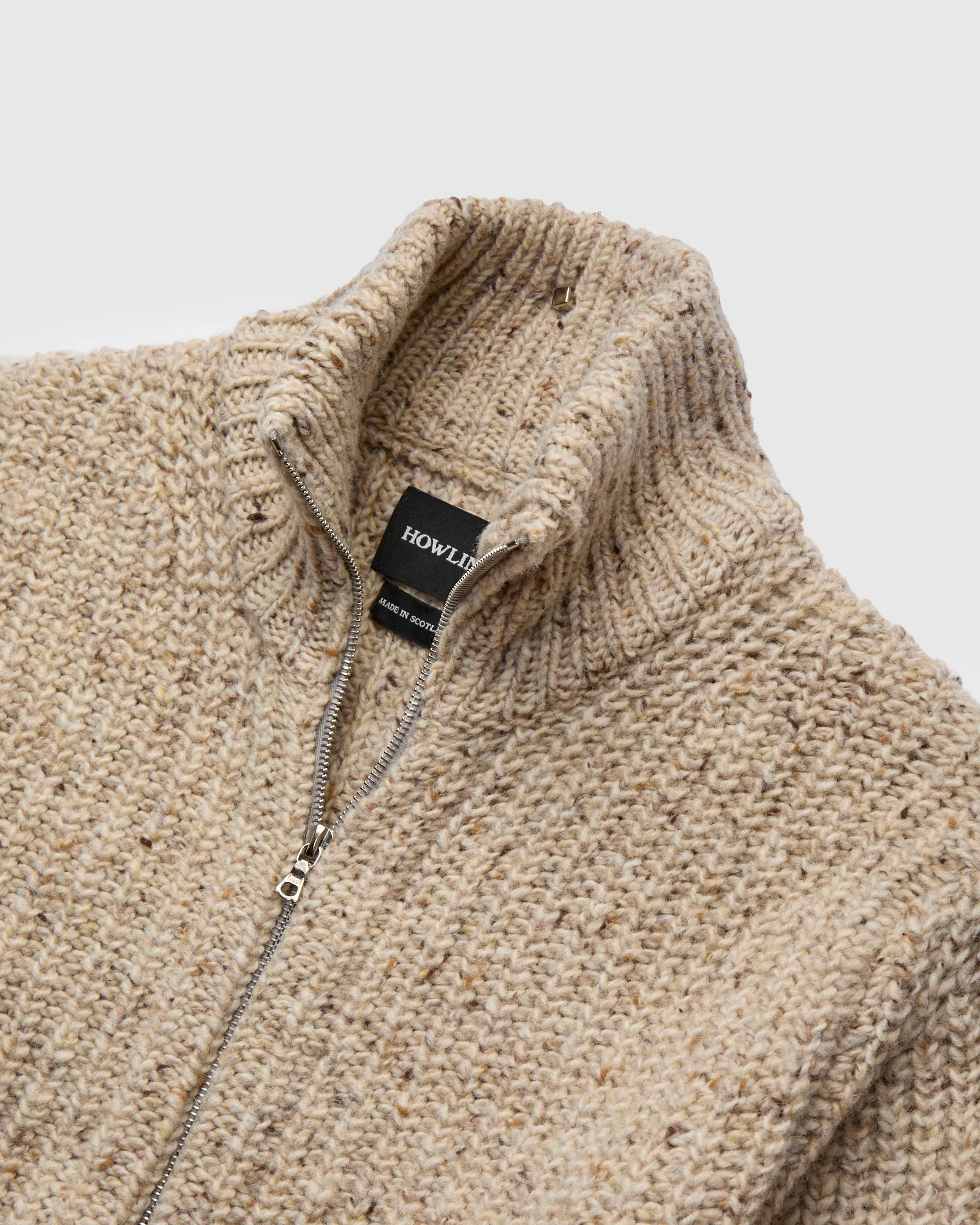 "Loose Ends" Wool Knit Cardigan in Biscuit - Image 4