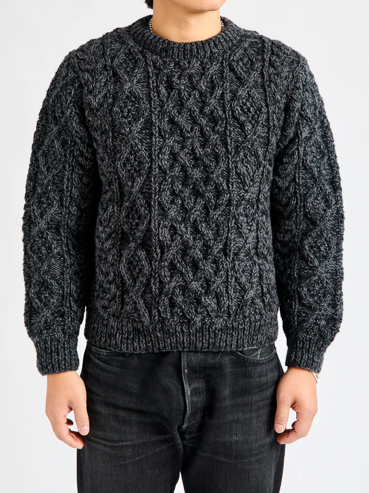 Low Gauge Cable Knit Sweater in Grey - Image 2