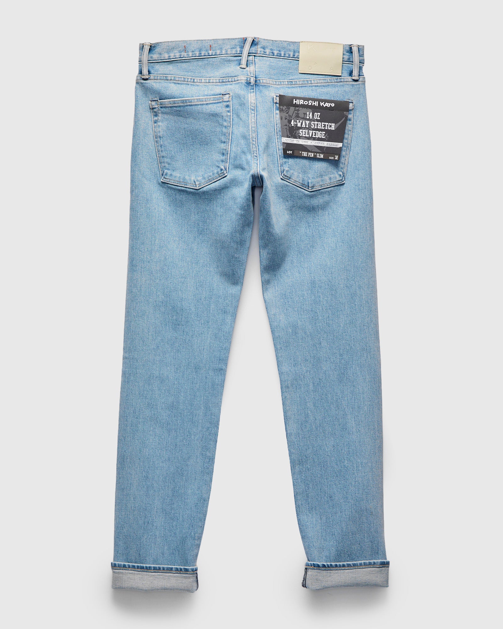 "Lucas" 14oz Washed Indigo Stretch Selvedge Denim - Pen Slim - Image 2